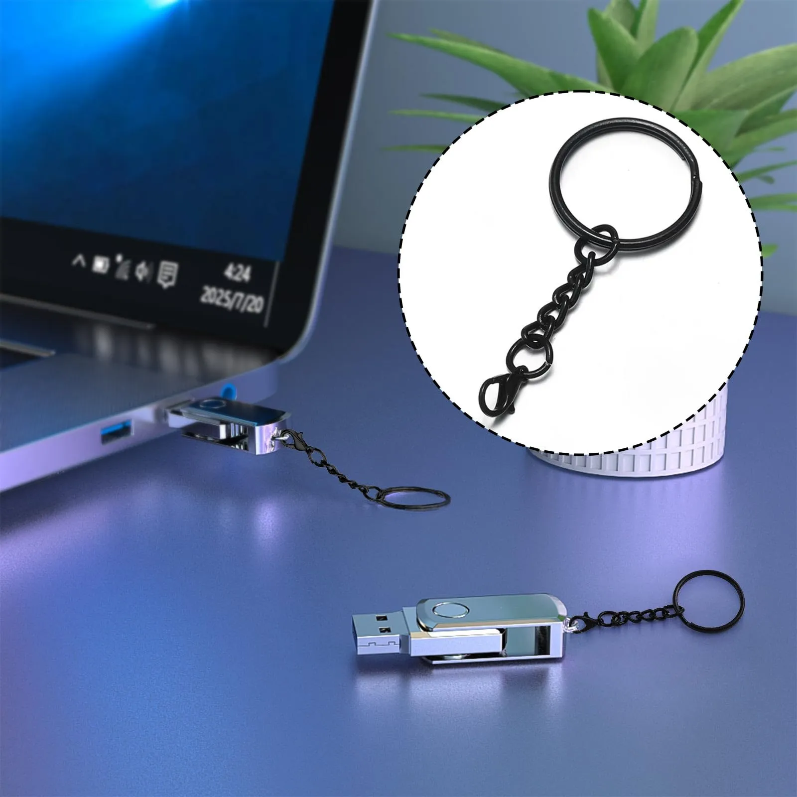 CINGHIA 100 Pezzi Keychain,Anello Portachiavi,Catena Portachiav per gioielli Fai Da Te - immagine 5
