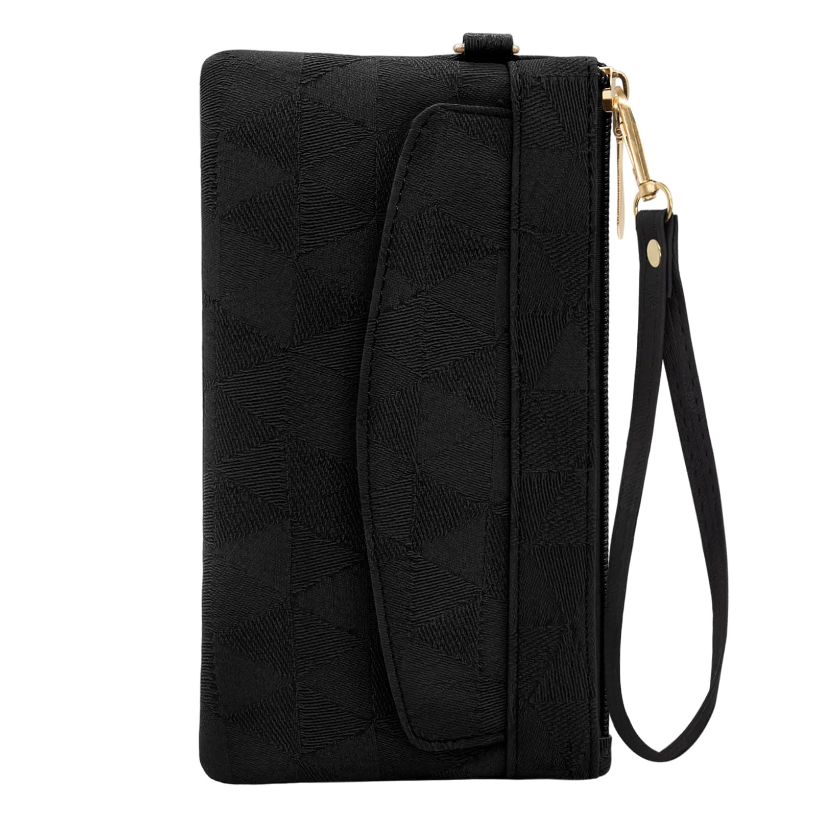 LJCZKA Portafoglio da Polso Pelle Donna Pochette da Polso Zip Grande Capacità Frizione Cellulare Porta Carte con Cinturino da Polso, Portachiavi (Nero-4) - immagine 1
