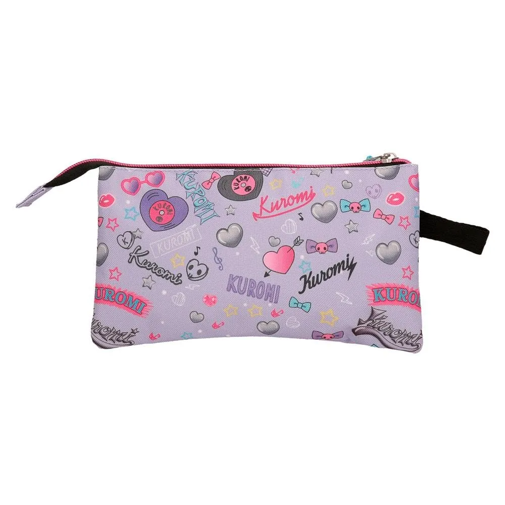 Sanrio Kuromi Retropop Astuccio Triplo Viola 22x12x5 cm Poliestere - immagine 3