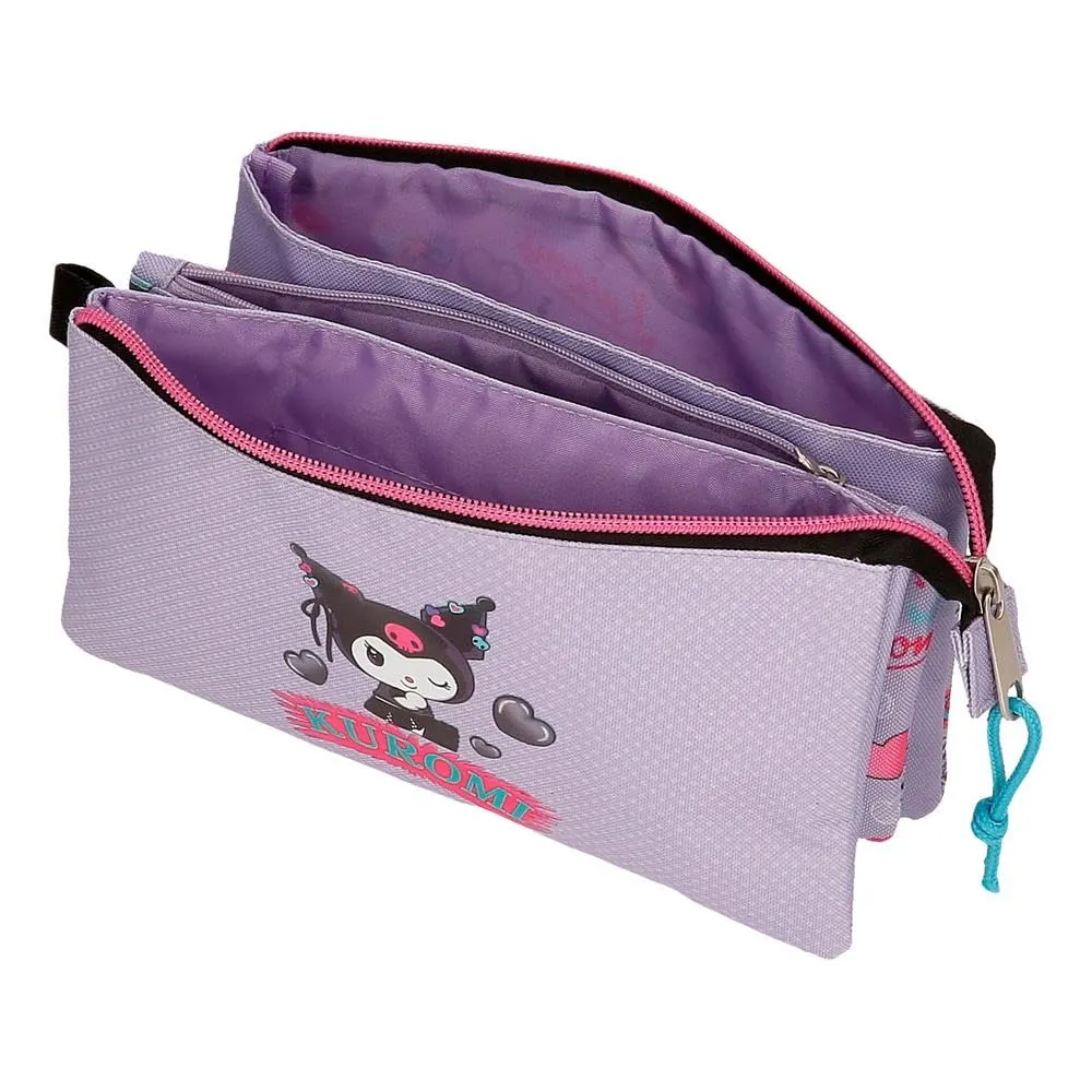 Sanrio Kuromi Retropop Astuccio Triplo Viola 22x12x5 cm Poliestere - immagine 4
