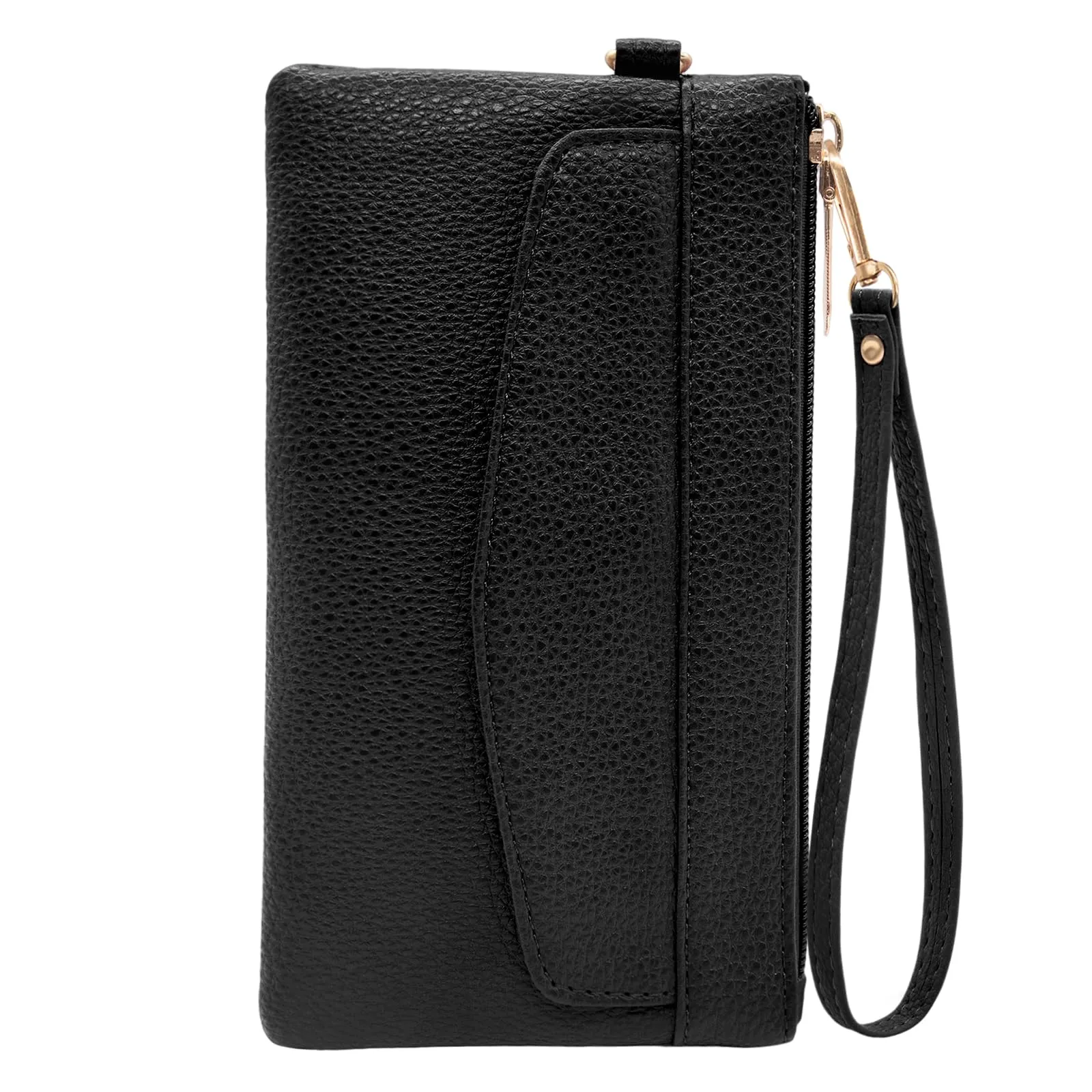 LJCZKA Portafoglio da Polso Pelle Donna Pochette da Polso Zip Grande Capacità Frizione Cellulare Porta Carte con Cinturino da Polso, Portachiavi (Nero-3) - immagine 1