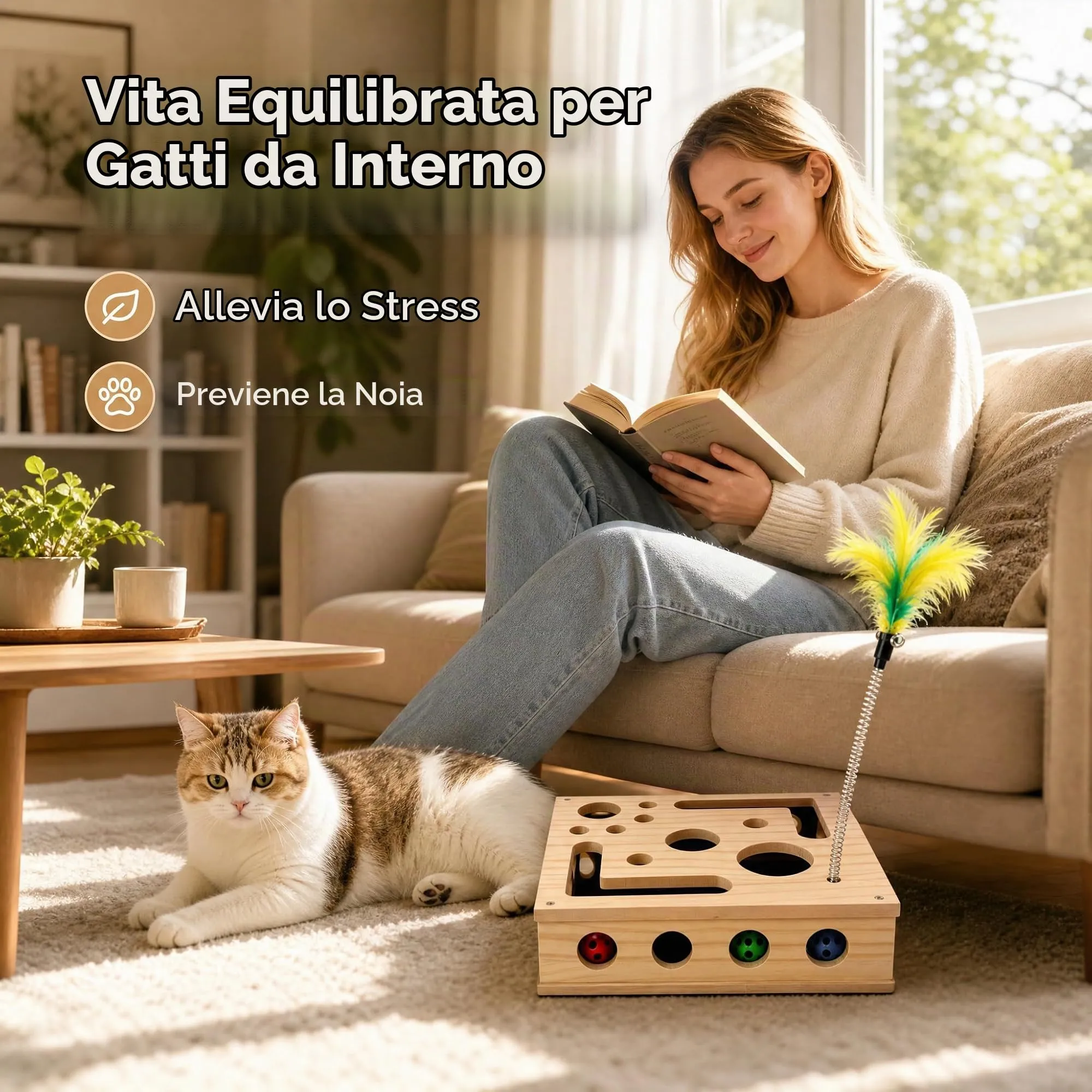 Giocattolo Interattivo per Gatti Interni, 2 in 1 Gioco Interattivo Gatto - immagine 3