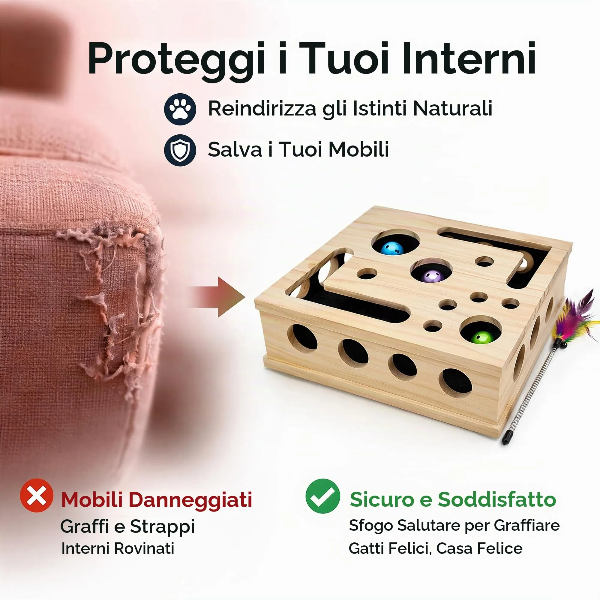 Giocattolo Interattivo per Gatti Interni, 2 in 1 Gioco Interattivo Gatto - immagine 5