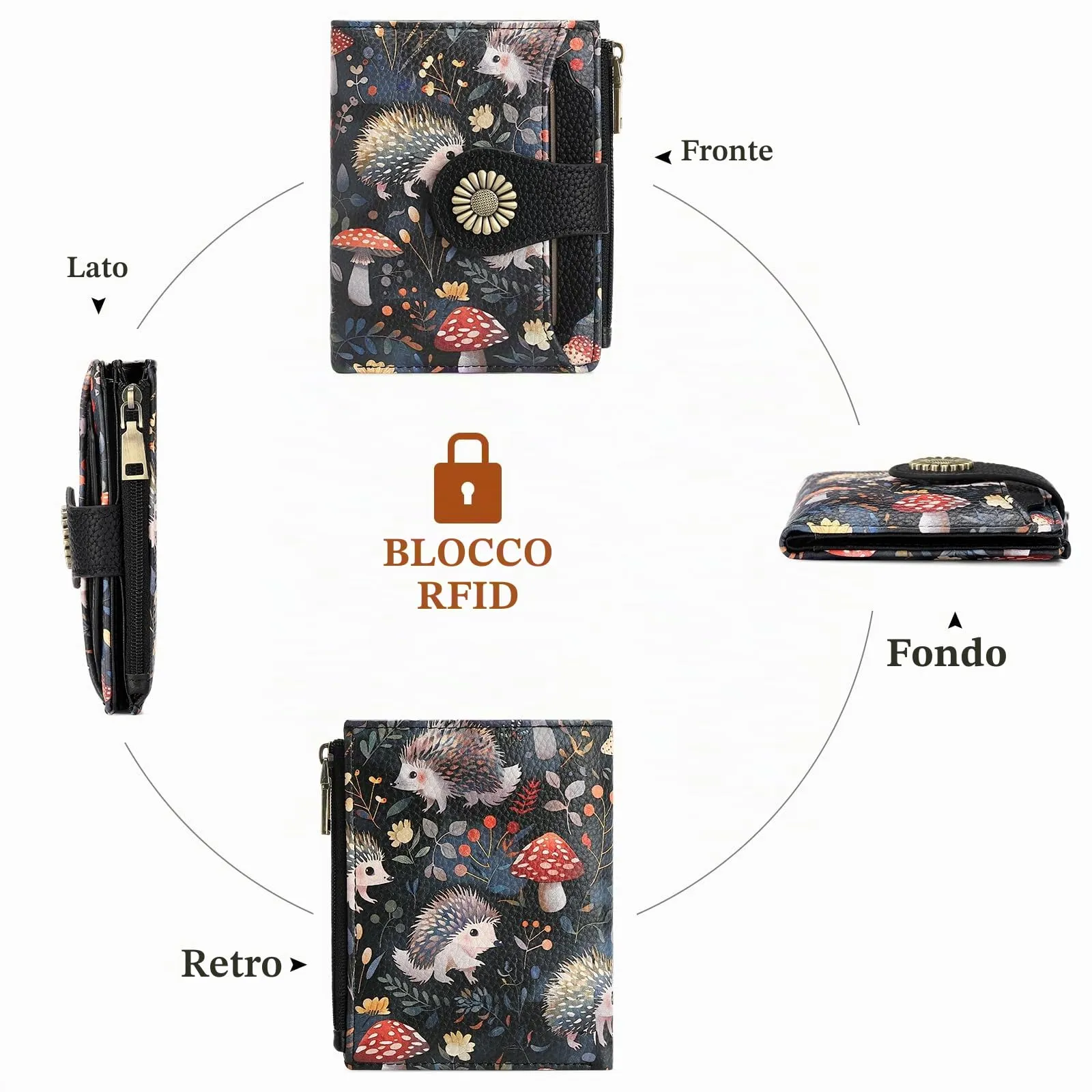 SENDEFN Portafoglio Donna Piccolo, Portamonete RFID con Cerniera - immagine 4