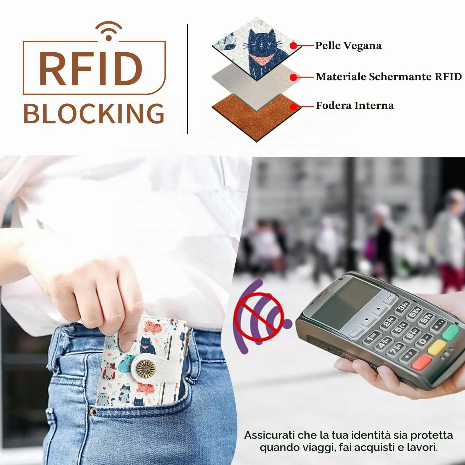 SENDEFN Portafoglio Donna Piccolo, Portamonete RFID con Cerniera - immagine 7