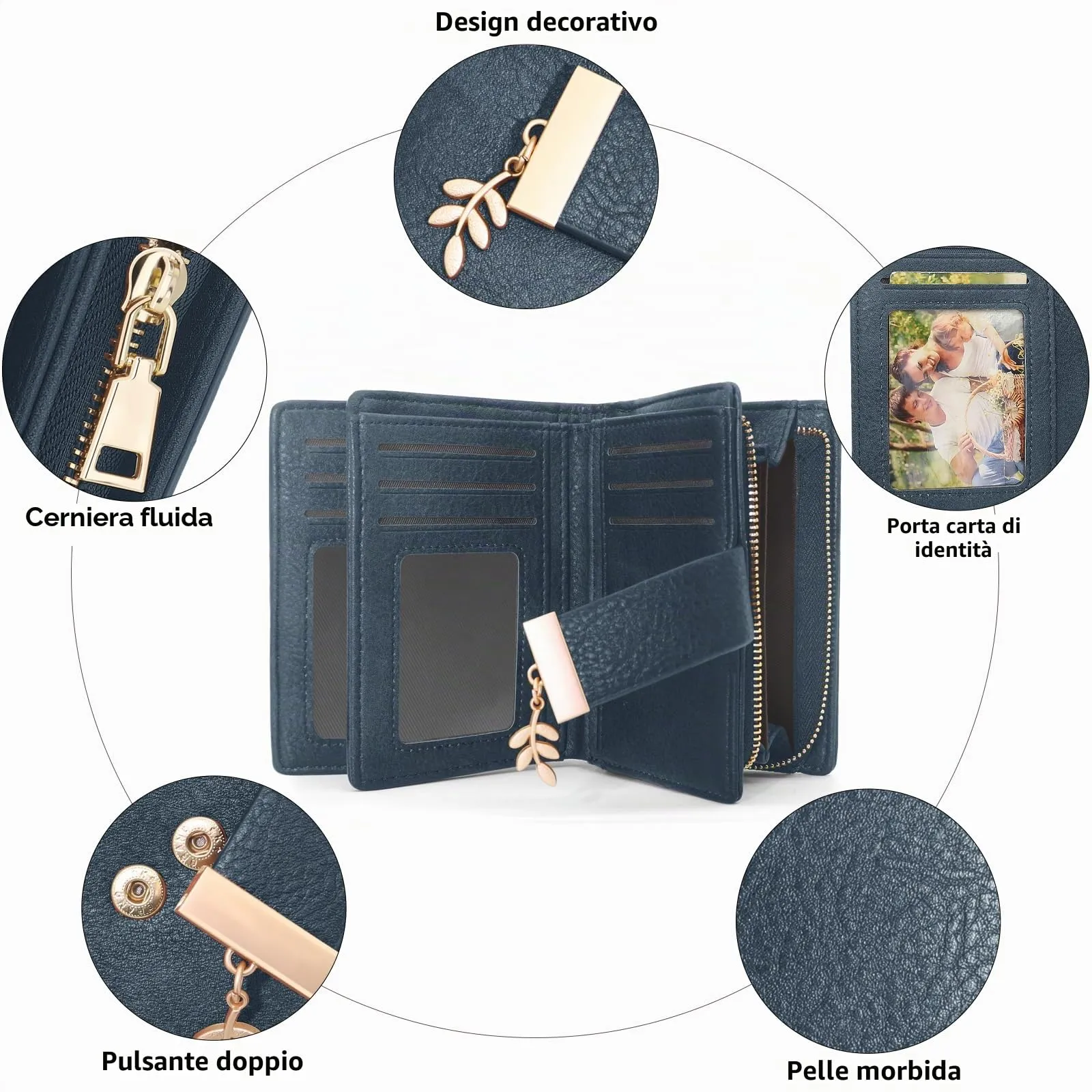 REETEE Portafoglio Donna Piccolo e Compatto Pelle PU con Protezione RFID - immagine 3
