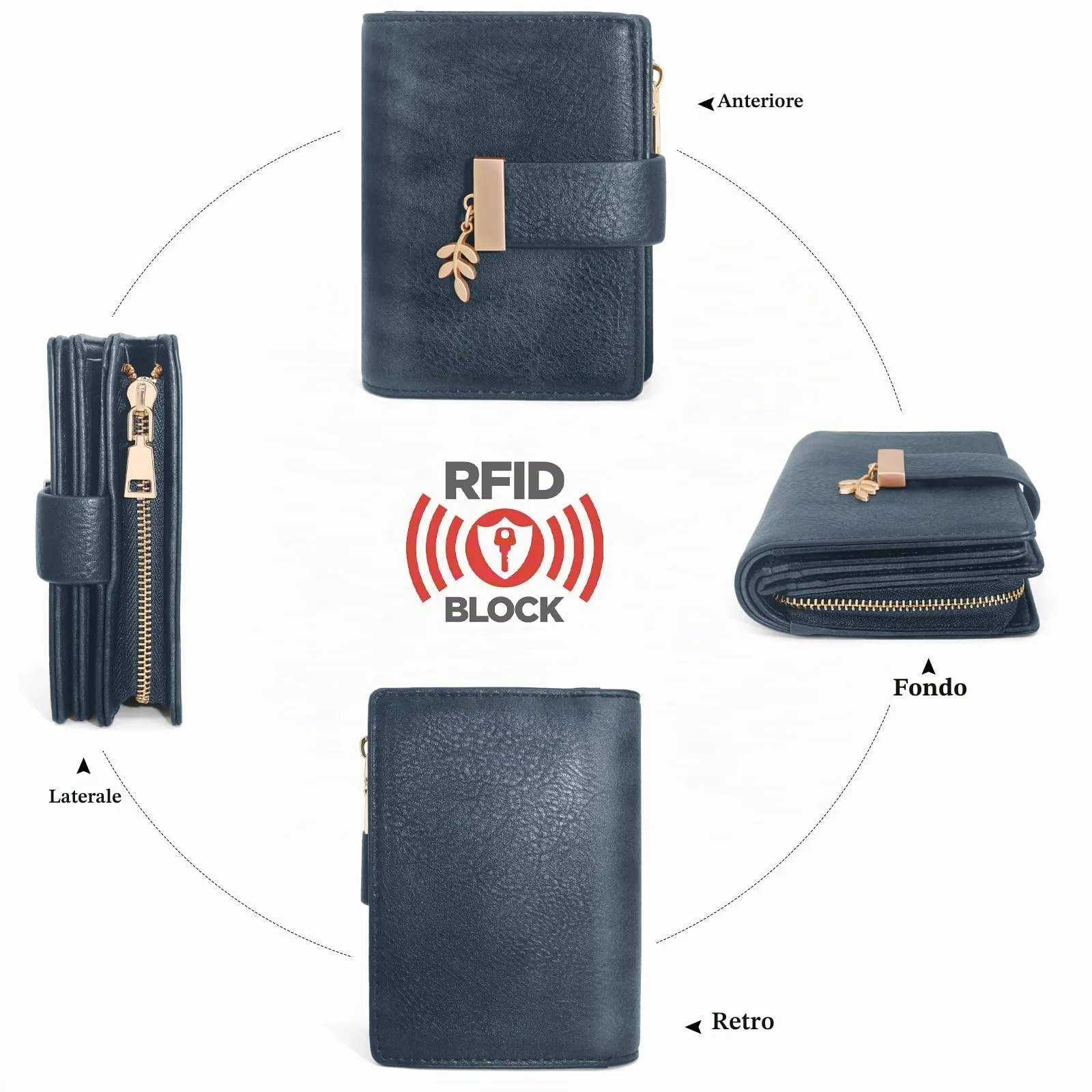REETEE Portafoglio Donna Piccolo e Compatto Pelle PU con Protezione RFID - immagine 6