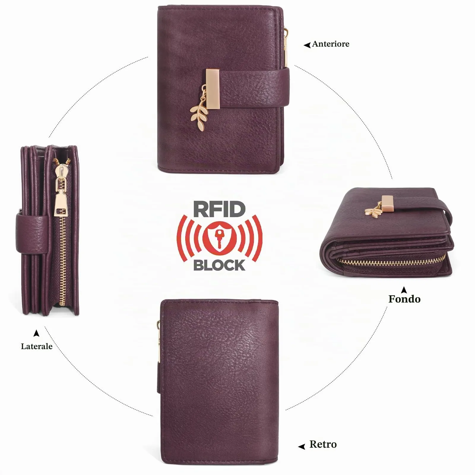 REETEE Portafoglio Donna Piccolo e Compatto Pelle PU con Protezione RFID - immagine 6
