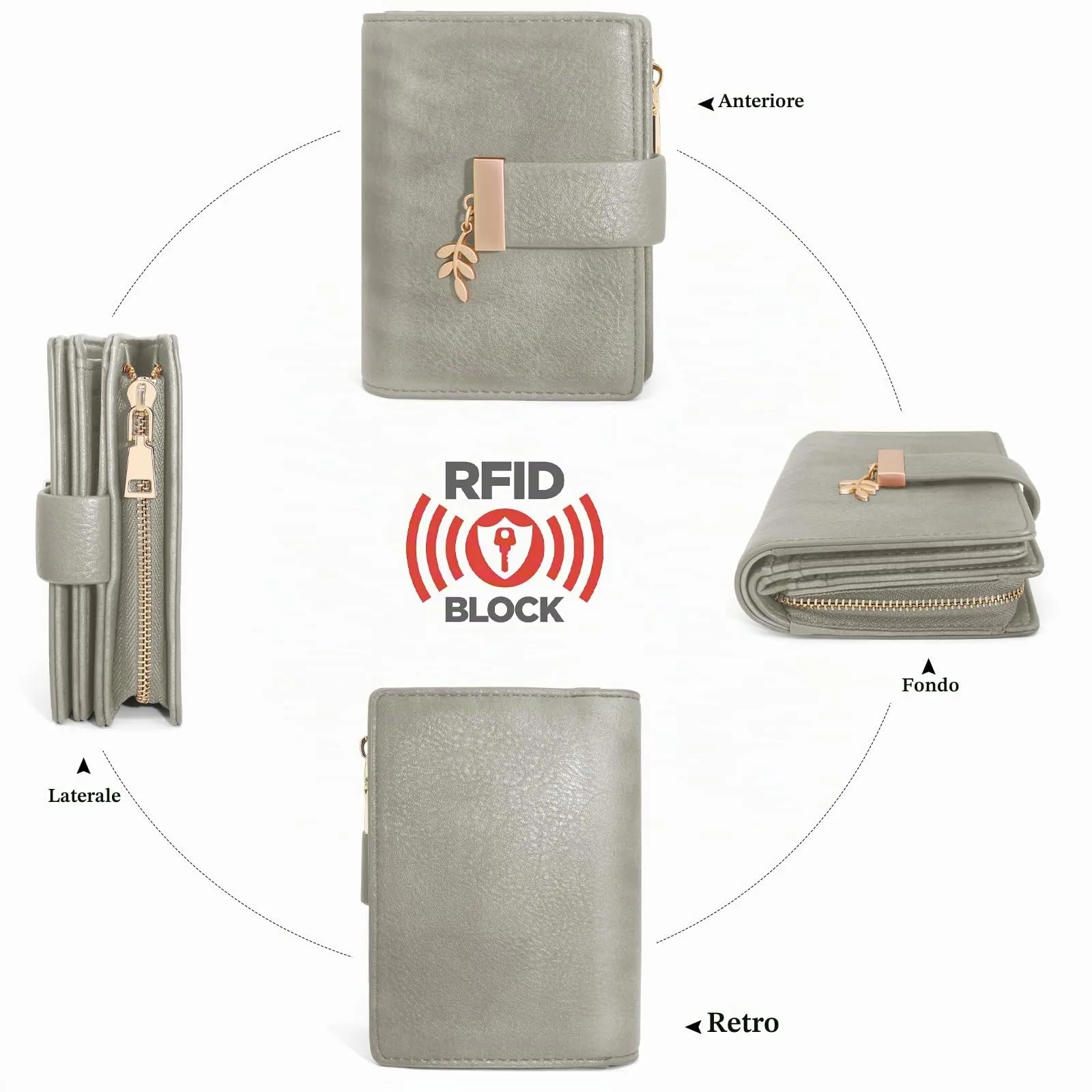 REETEE Portafoglio Donna Piccolo e Compatto Pelle PU con Protezione RFID - immagine 6