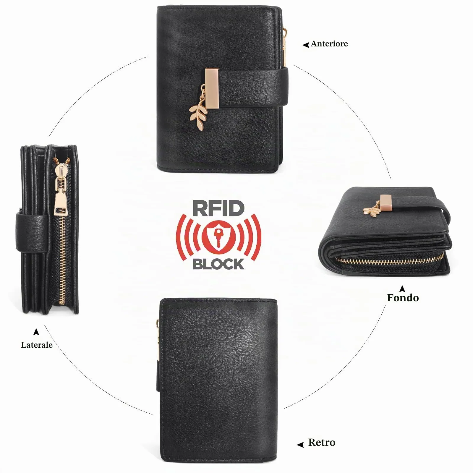 REETEE Portafoglio Donna Piccolo e Compatto Pelle PU con Protezione RFID - immagine 6