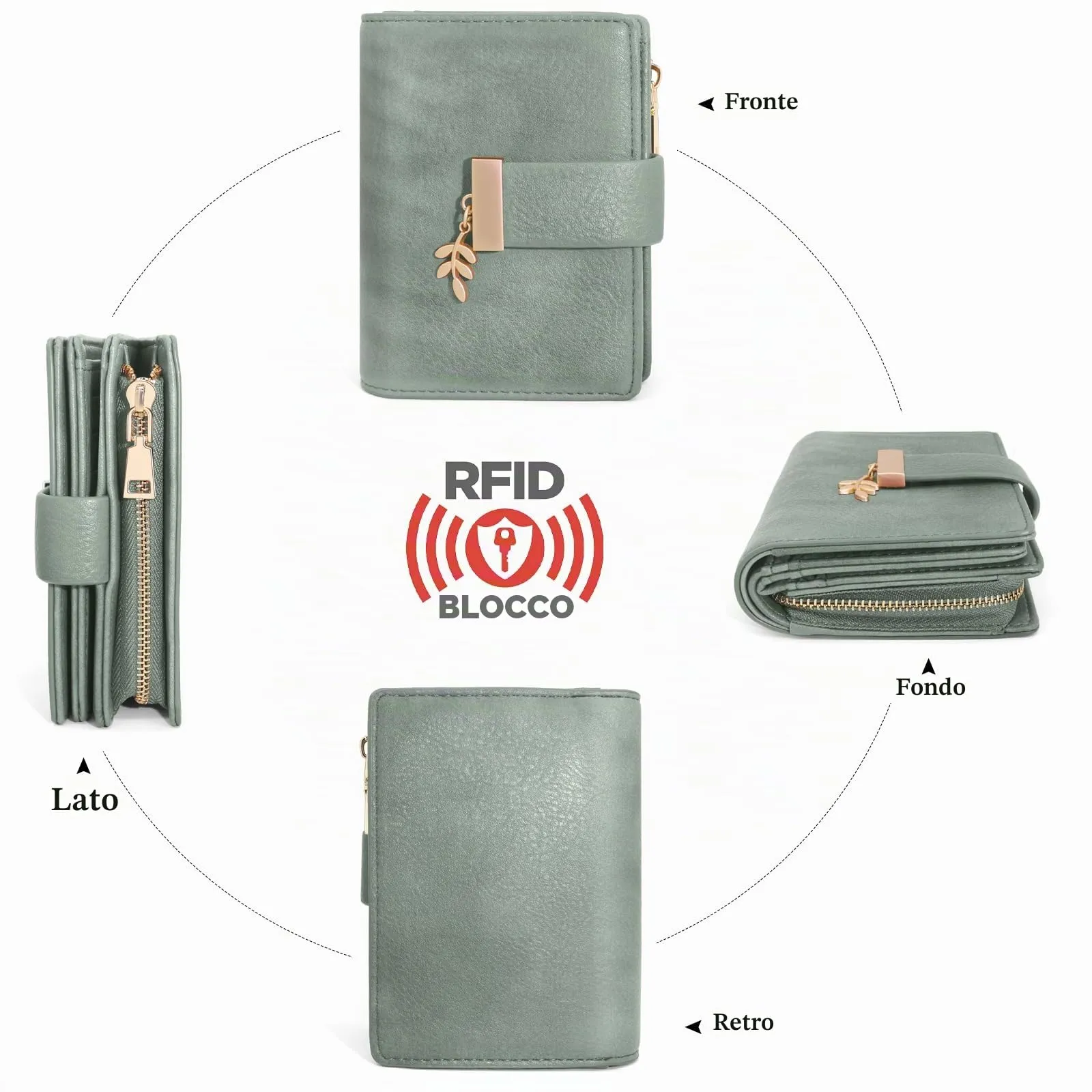 REETEE Portafoglio Donna Piccolo e Compatto Pelle PU con Protezione RFID - immagine 6