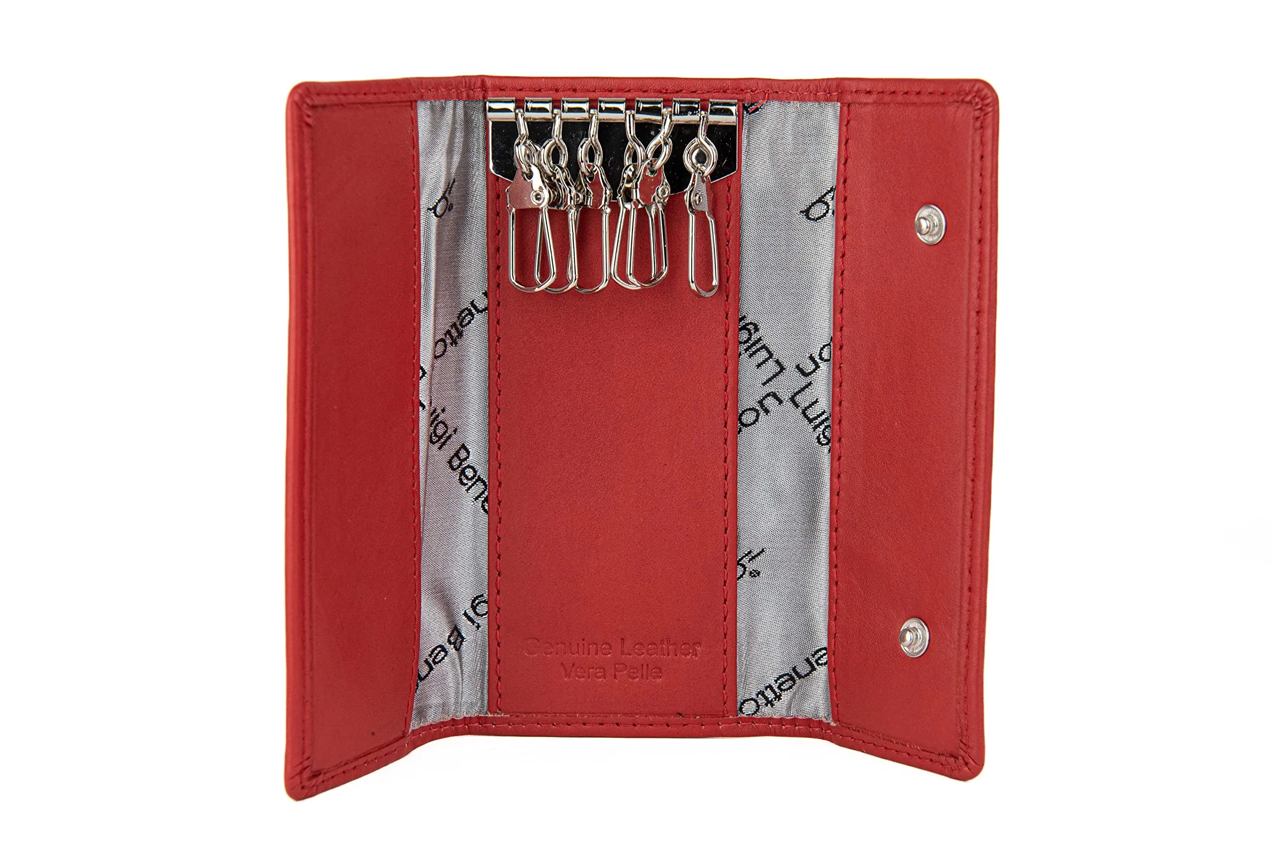 Luigi Benetton Portachiavi Vera Pelle Uomo Donna Chiavi Lunghe 8 Ganci Dimensione 13x6x2 Art. 3004/3104 (ROSSO 3004) - immagine 3