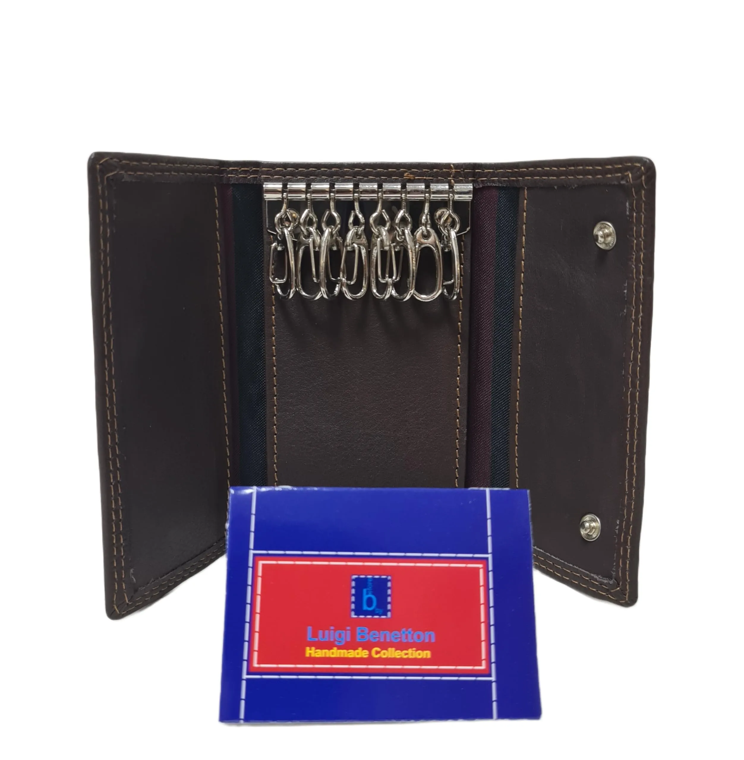 Luigi Benetton Portachiavi Vera Pelle Uomo Donna Chiavi Lunghe 8 Ganci Dimensione 13x6x2 Art. 3004/3104 (MARRONE 3104) - immagine 8