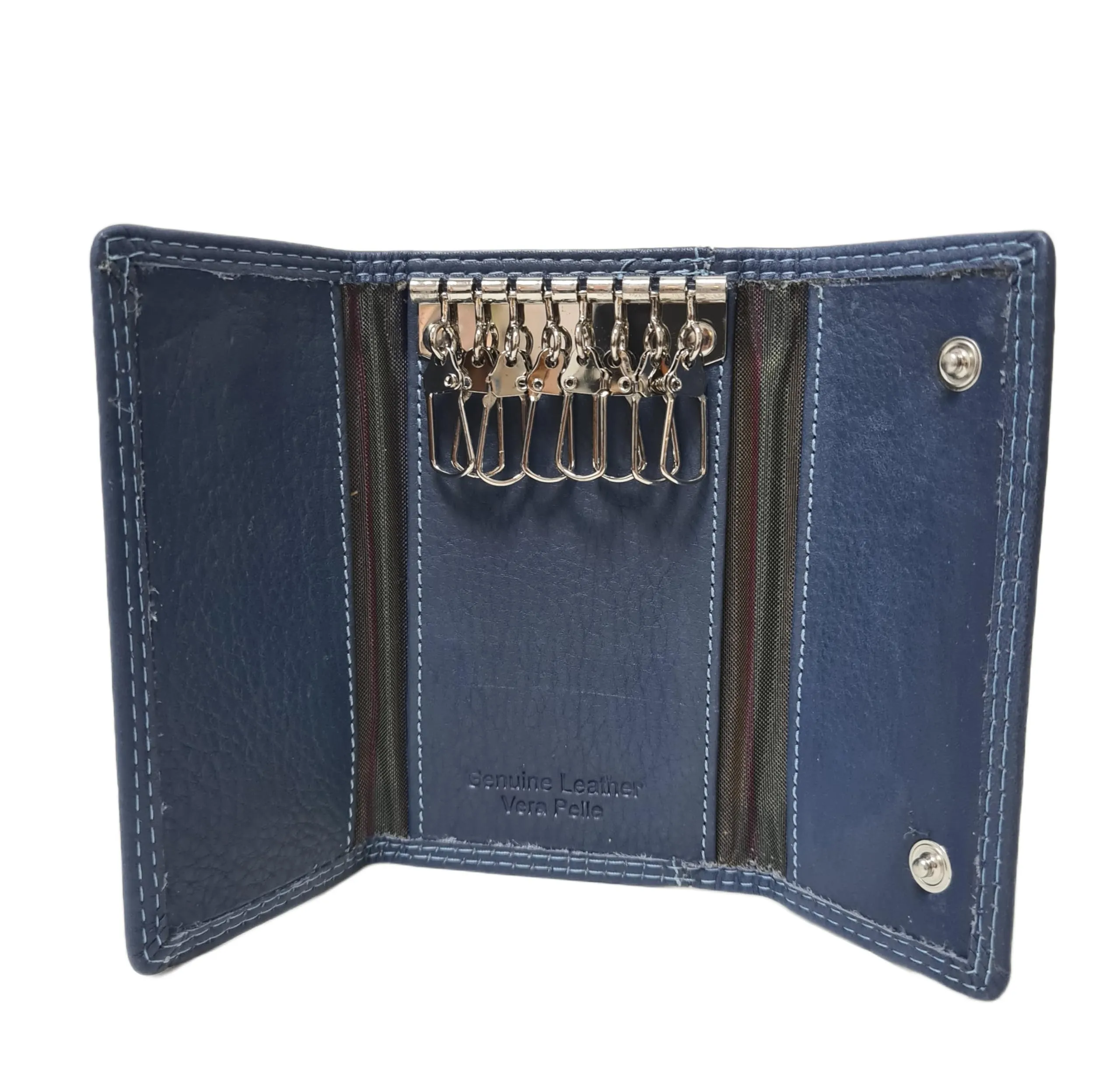 Luigi Benetton Portachiavi Vera Pelle Uomo Donna Chiavi Lunghe 8 Ganci Dimensione 13x6x2 Art. 3004/3104 (BLU 3104) - immagine 3