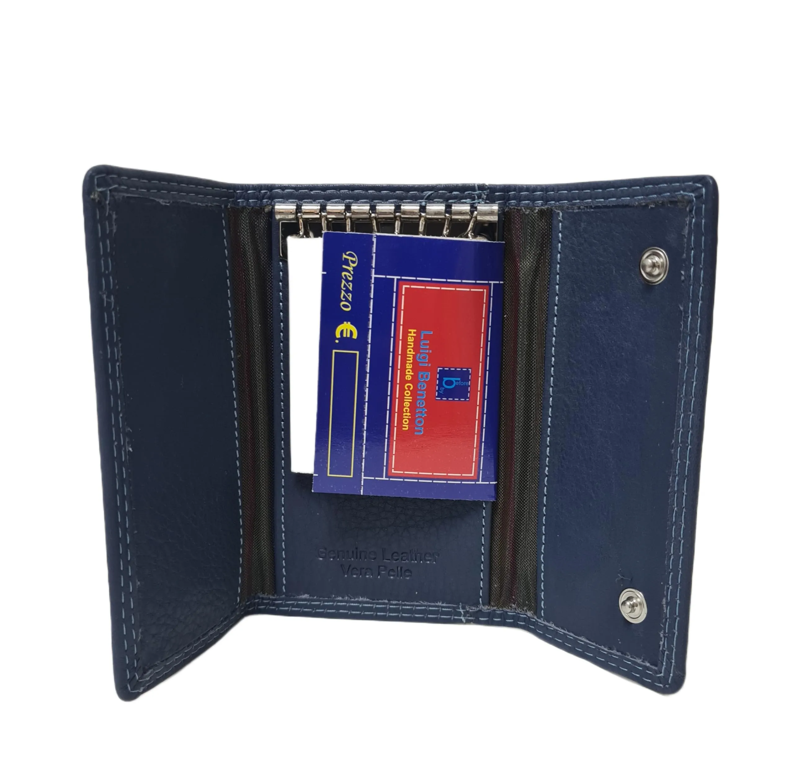 Luigi Benetton Portachiavi Vera Pelle Uomo Donna Chiavi Lunghe 8 Ganci Dimensione 13x6x2 Art. 3004/3104 (BLU 3104) - immagine 6