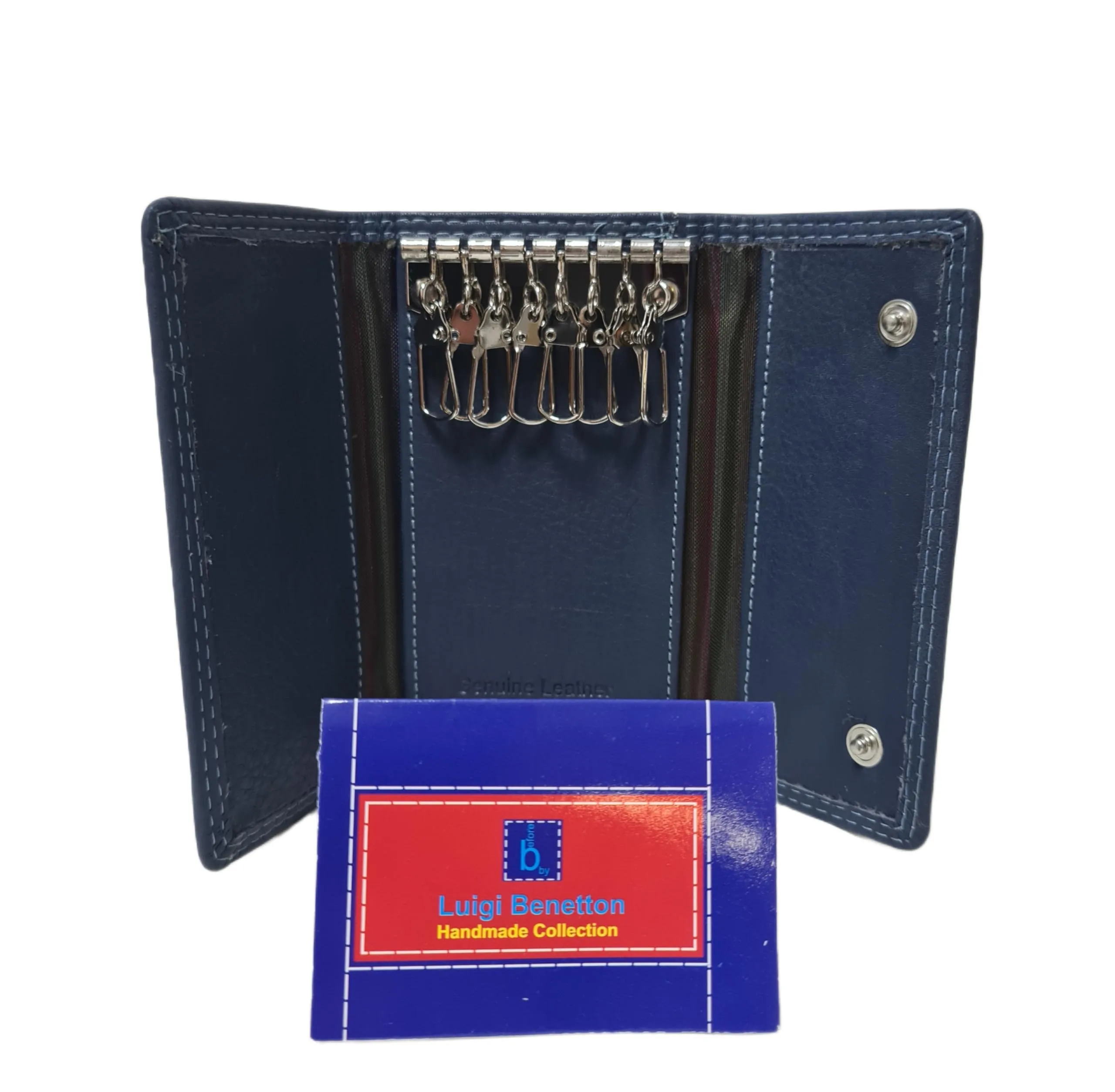 Luigi Benetton Portachiavi Vera Pelle Uomo Donna Chiavi Lunghe 8 Ganci Dimensione 13x6x2 Art. 3004/3104 (BLU 3104) - immagine 8