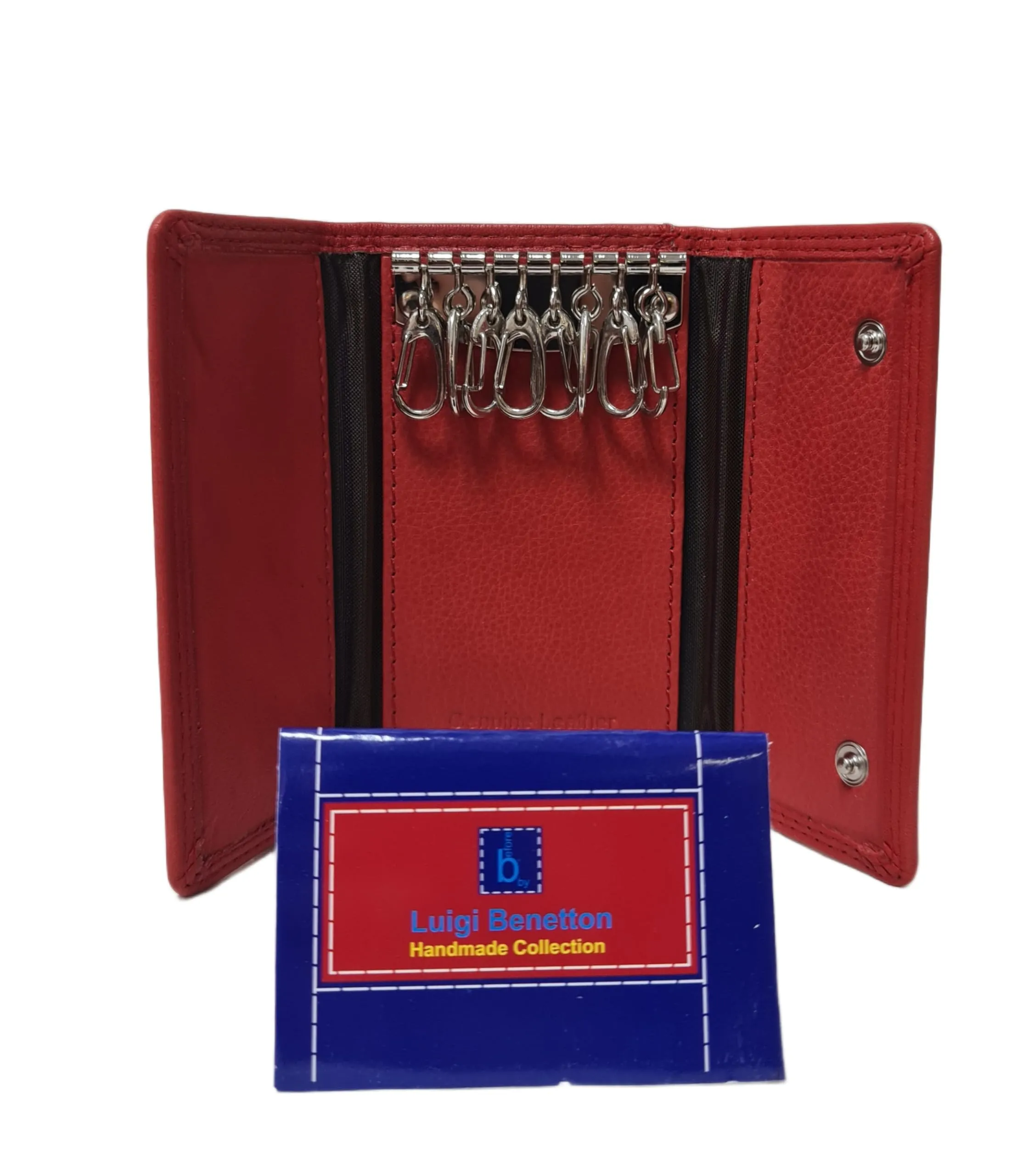 Luigi Benetton Portachiavi Vera Pelle Uomo Donna Chiavi Lunghe 8 Ganci Dimensione 13x6x2 Art. 3004/3104 (ROSSO 3104) - immagine 5