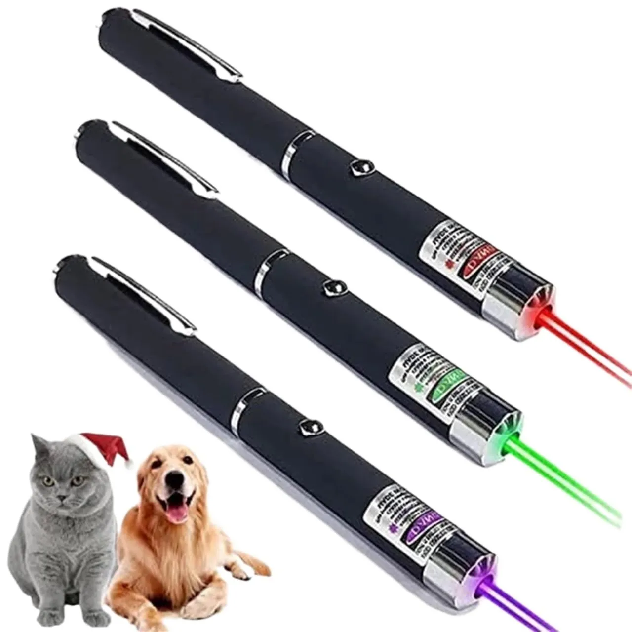 Dazhua Giocattolo clicker a lungo raggio con penna da addestramento for gatti multicolore da 2 pezzi con puntatore a punto luminoso for gattino(Red) - immagine 1
