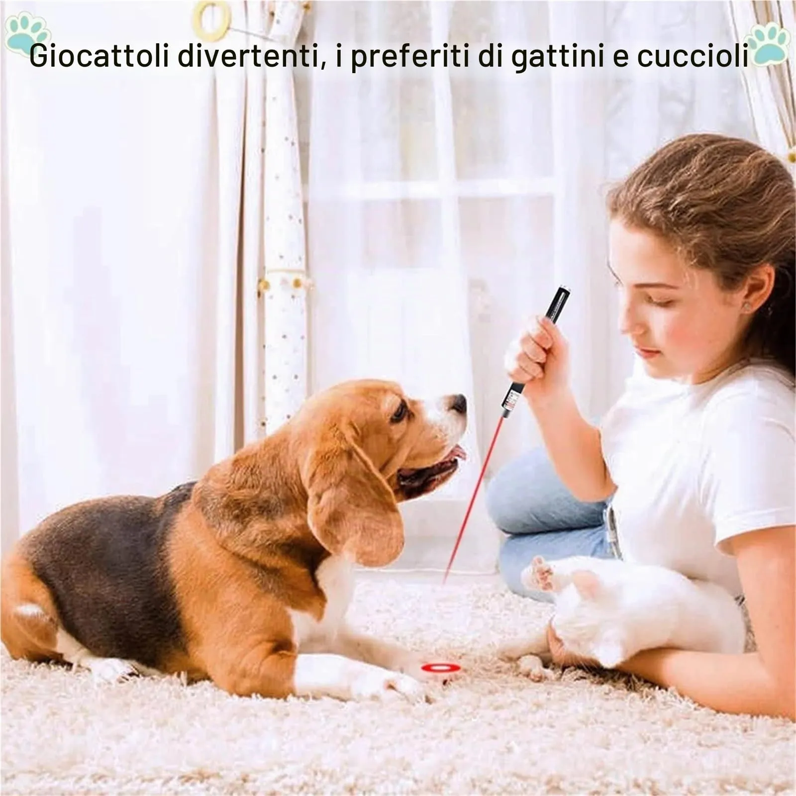Dazhua Giocattolo clicker a lungo raggio con penna da addestramento for gatti multicolore da 2 pezzi con puntatore a punto luminoso for gattino(Red) - immagine 6