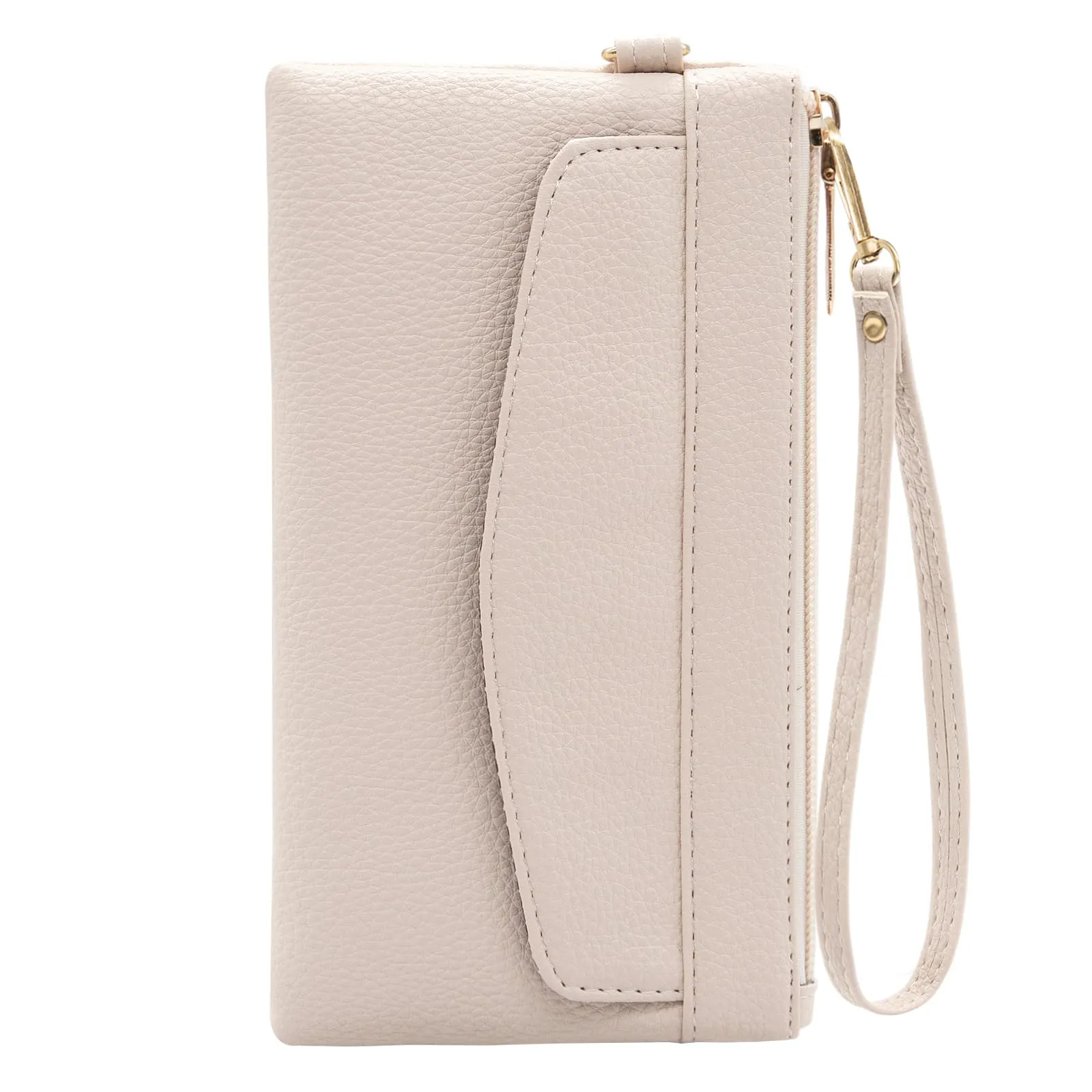 LJCZKA Portafoglio da Polso Pelle Donna Pochette da Polso Zip Grande Capacità Frizione Cellulare Porta Carte con Cinturino da Polso, Portachiavi (Bianco-3) - immagine 1