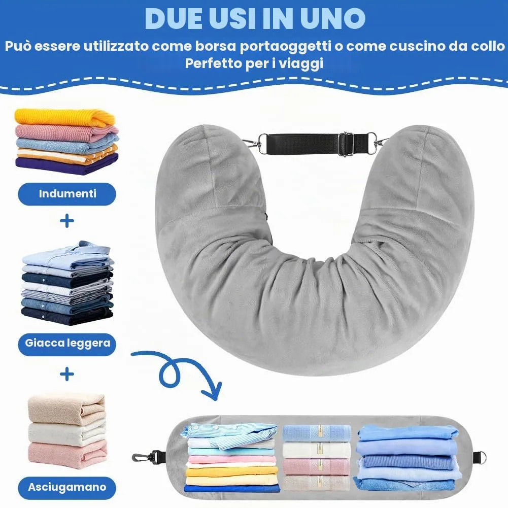 Adiwo Cuscino da Viaggio Riempibile, Grigio - immagine 5