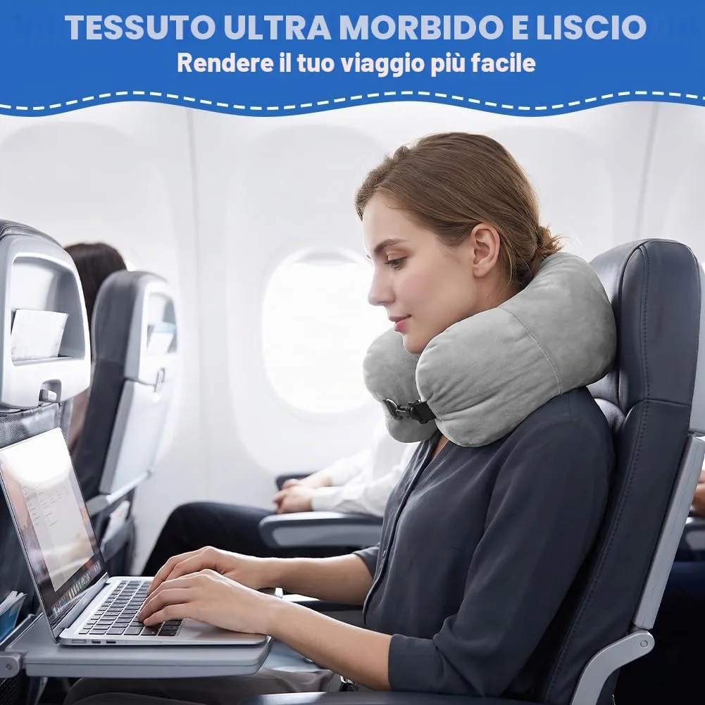 Adiwo Cuscino da Viaggio Riempibile, Grigio - immagine 6