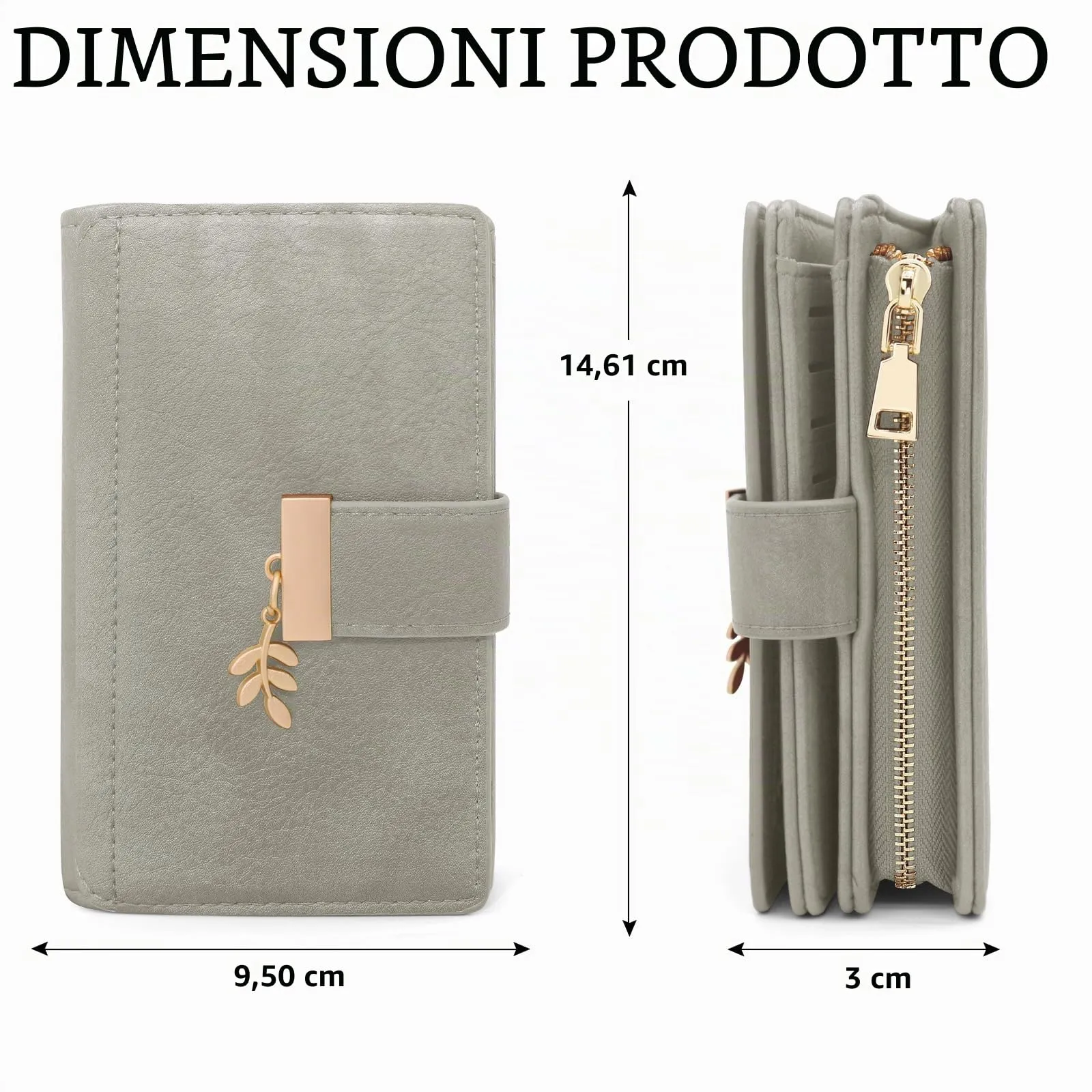 HNOOM Portafoglio Portamonete Donna Porta Carte di Credito Medio (Grigio) - immagine 6