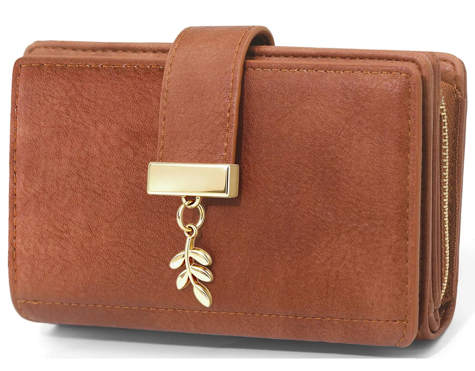 HNOOM Portafoglio Portamonete Donna Porta Carte di Credito Medio (Marrone) - immagine 1