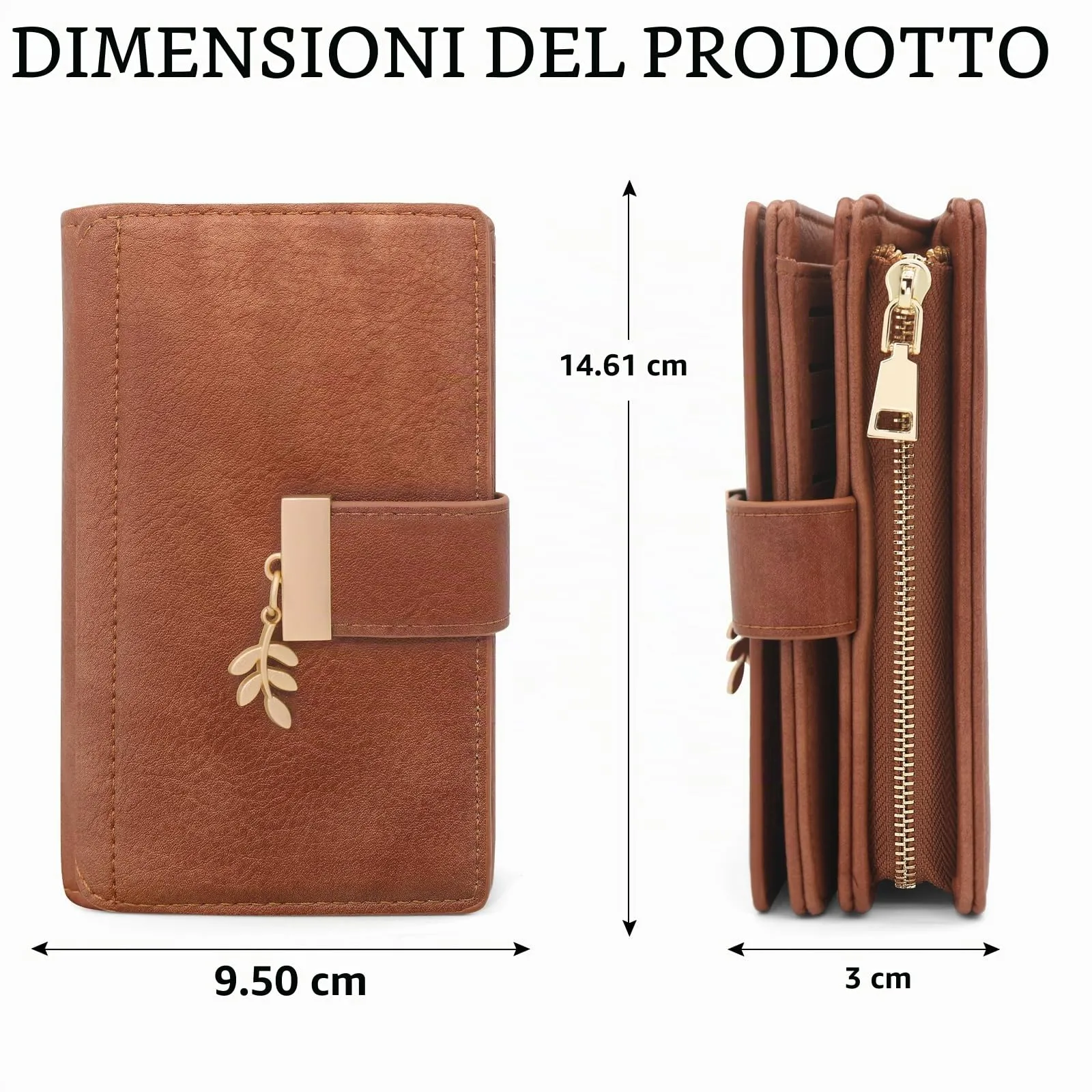 HNOOM Portafoglio Portamonete Donna Porta Carte di Credito Medio (Marrone) - immagine 6