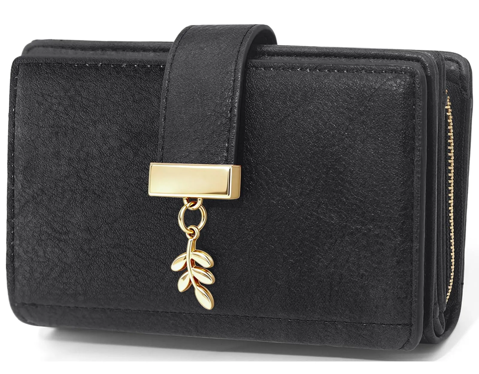 HNOOM Portafoglio Portamonete Donna Porta Carte di Credito Medio (Nero) - immagine 1