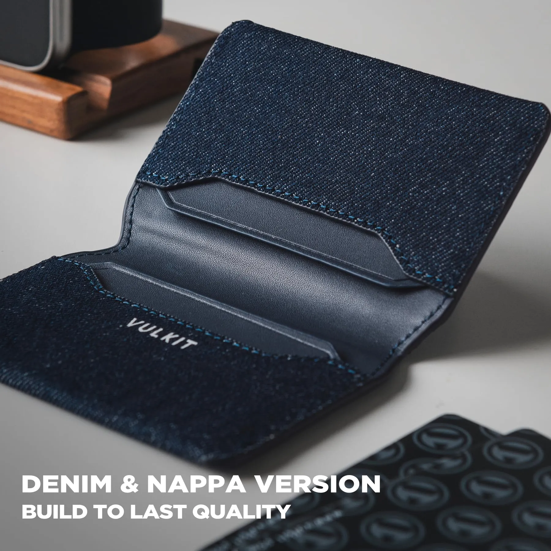 VULKIT Porta Carte di Credito Sottile e Minimalista in Pelle con Protezione RFID Tasca Frontale e Chiusura Magnetica - immagine 6