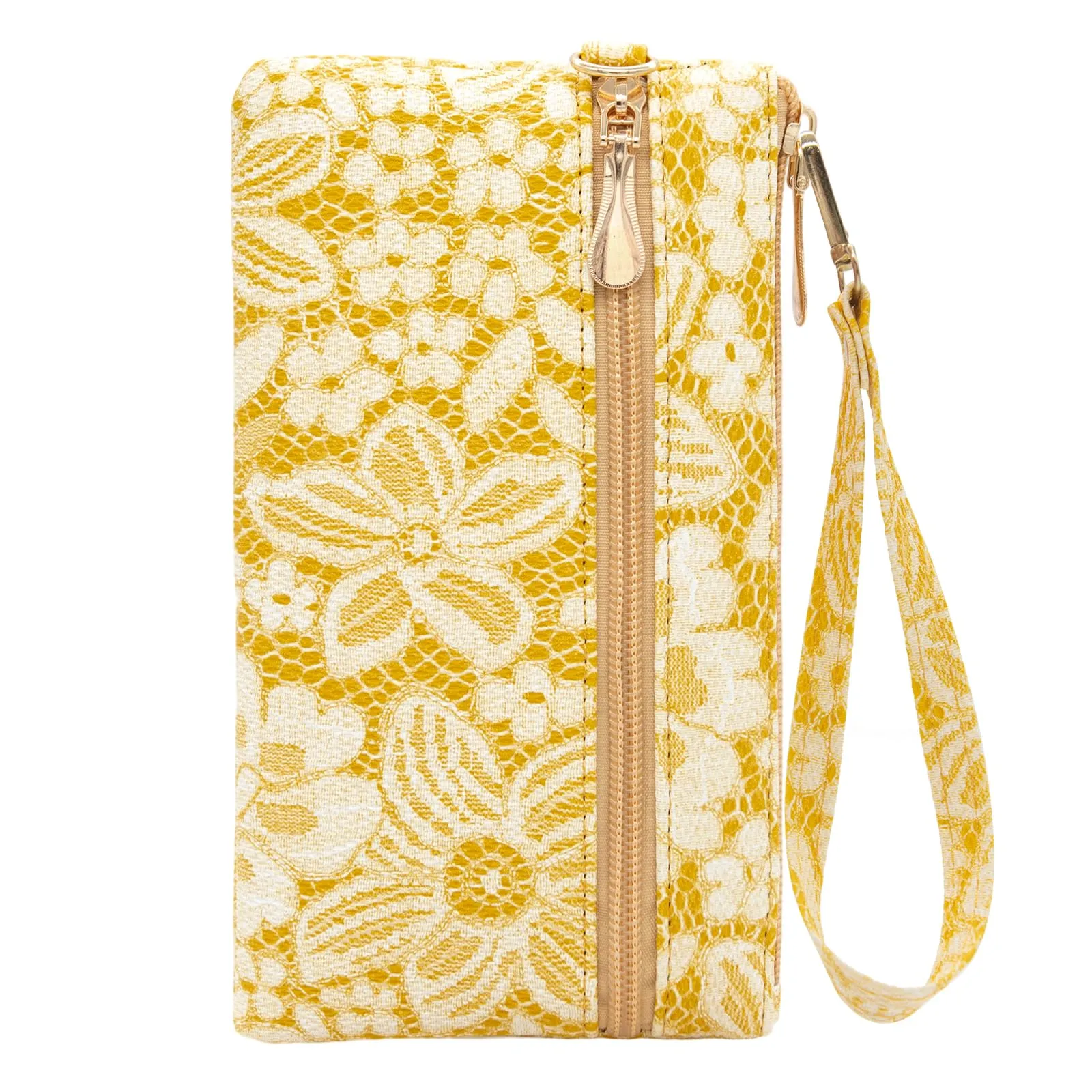 LJCZKA Portafoglio da Polso Pelle Donna Pochette da Polso Zip Grande Capacità Frizione Cellulare Porta Carte con Cinturino da Polso, Portachiavi (Giallo-5) - immagine 1
