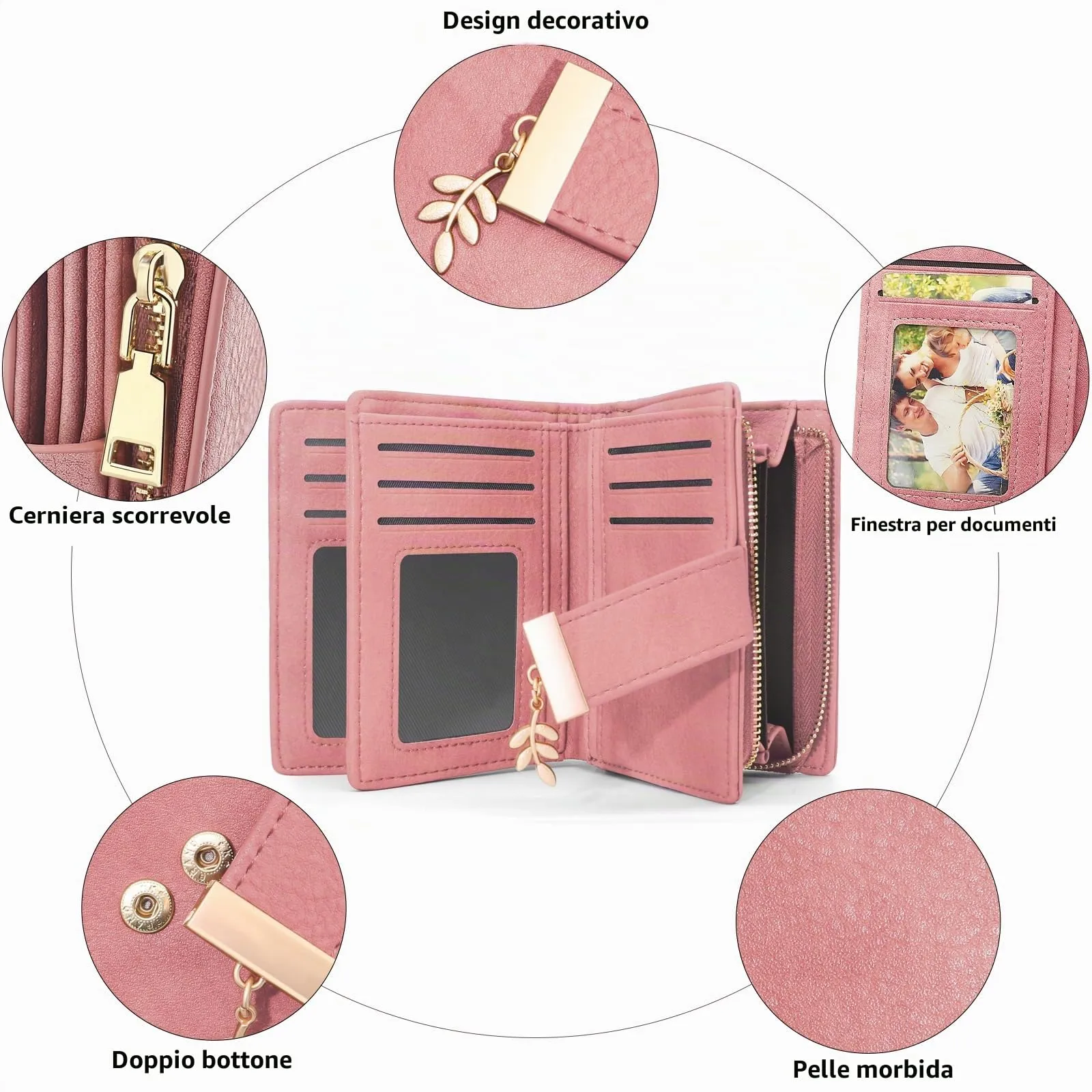 REETEE Portafoglio Donna Piccolo e Compatto Pelle PU con Protezione RFID - immagine 3