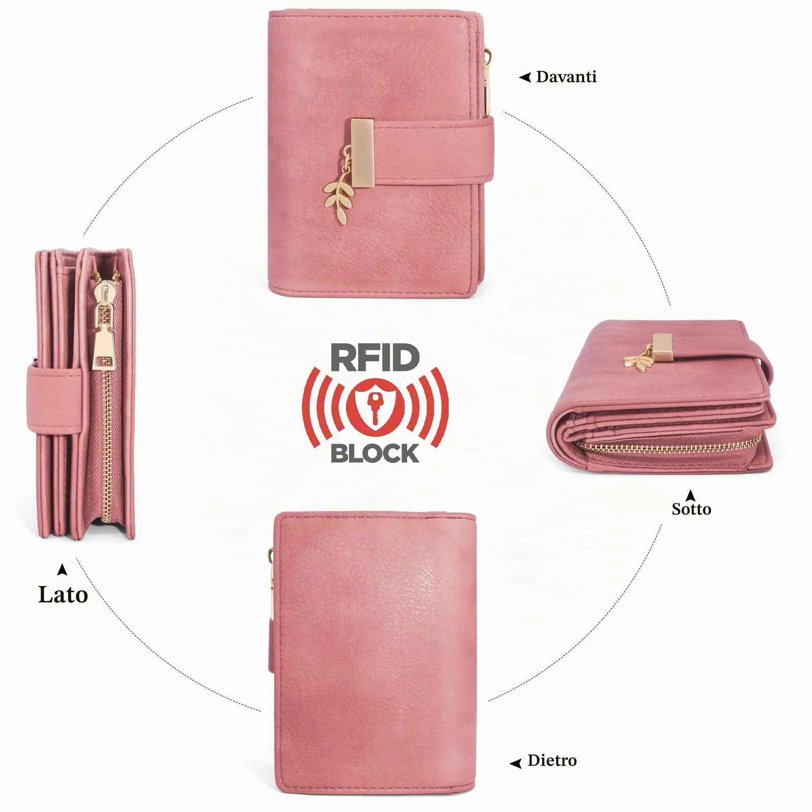 REETEE Portafoglio Donna Piccolo e Compatto Pelle PU con Protezione RFID - immagine 6