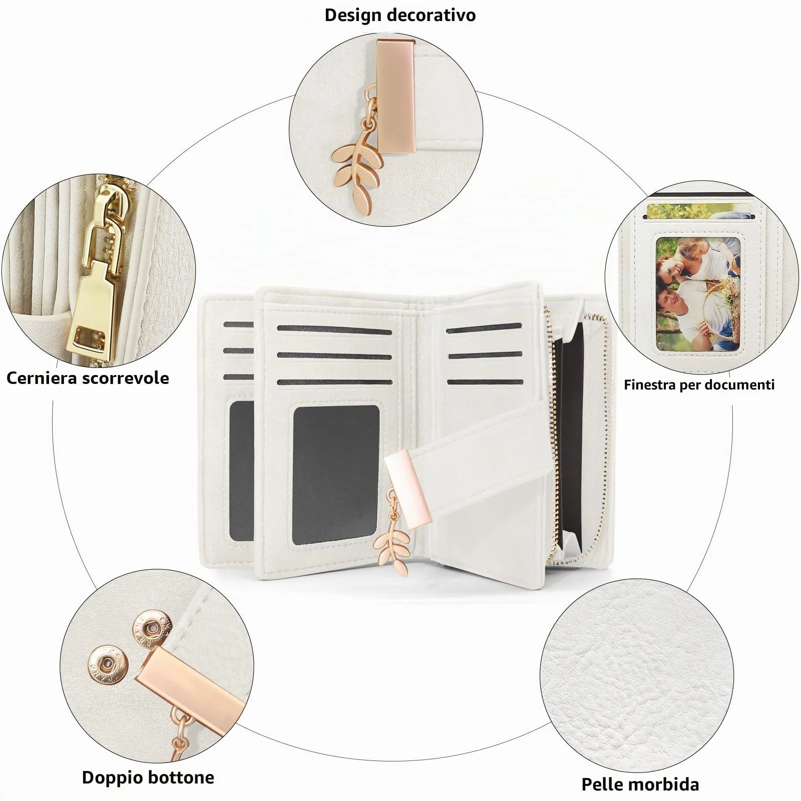 REETEE Portafoglio Donna Piccolo e Compatto Pelle PU con Protezione RFID - immagine 3