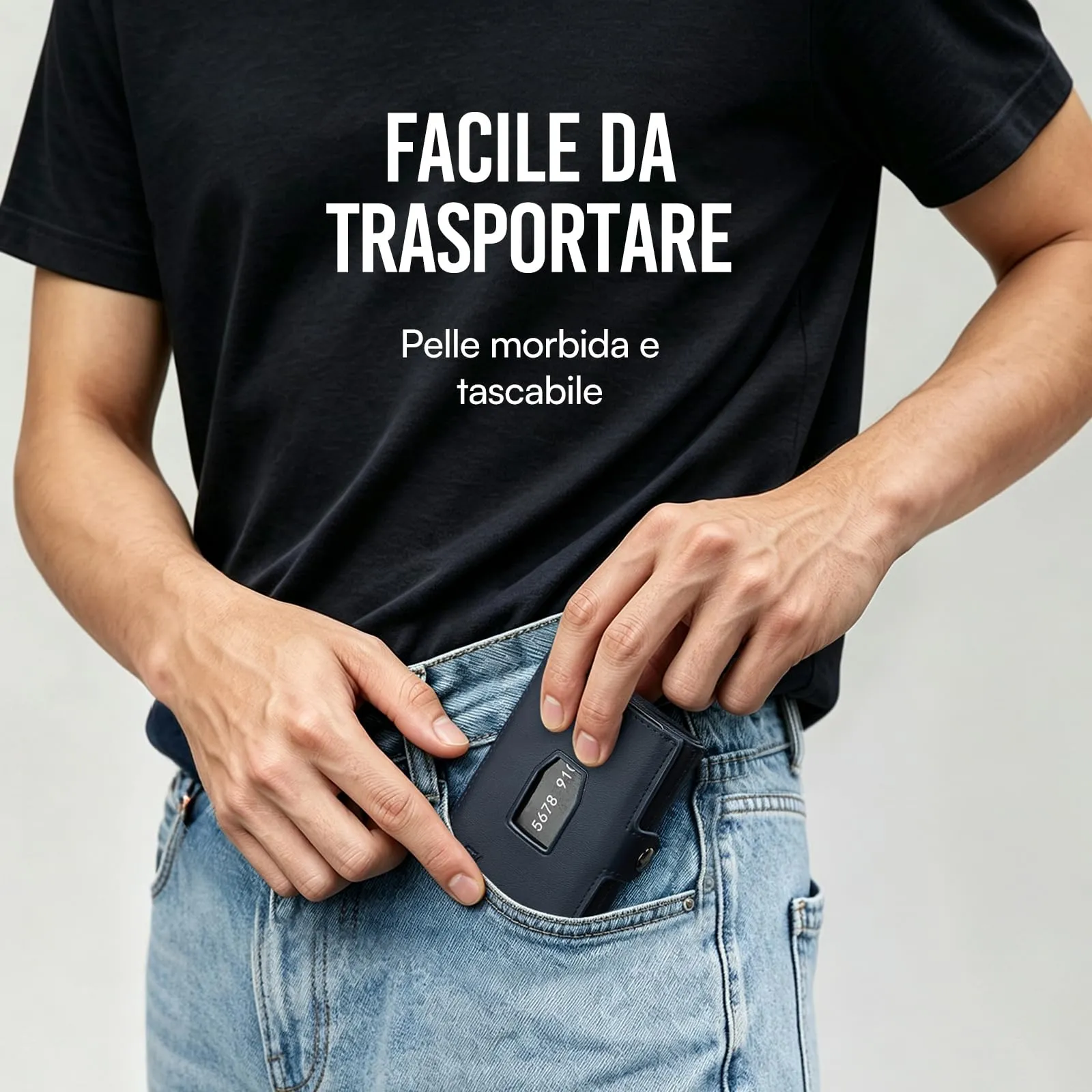 Slimwalt Portafoglio Uomo Spinta Carte a Dito, Portacarte per 14 Posti Carte, Protezione RFID Sottile per Lavoro Viaggio Regalo, Blu - immagine 4