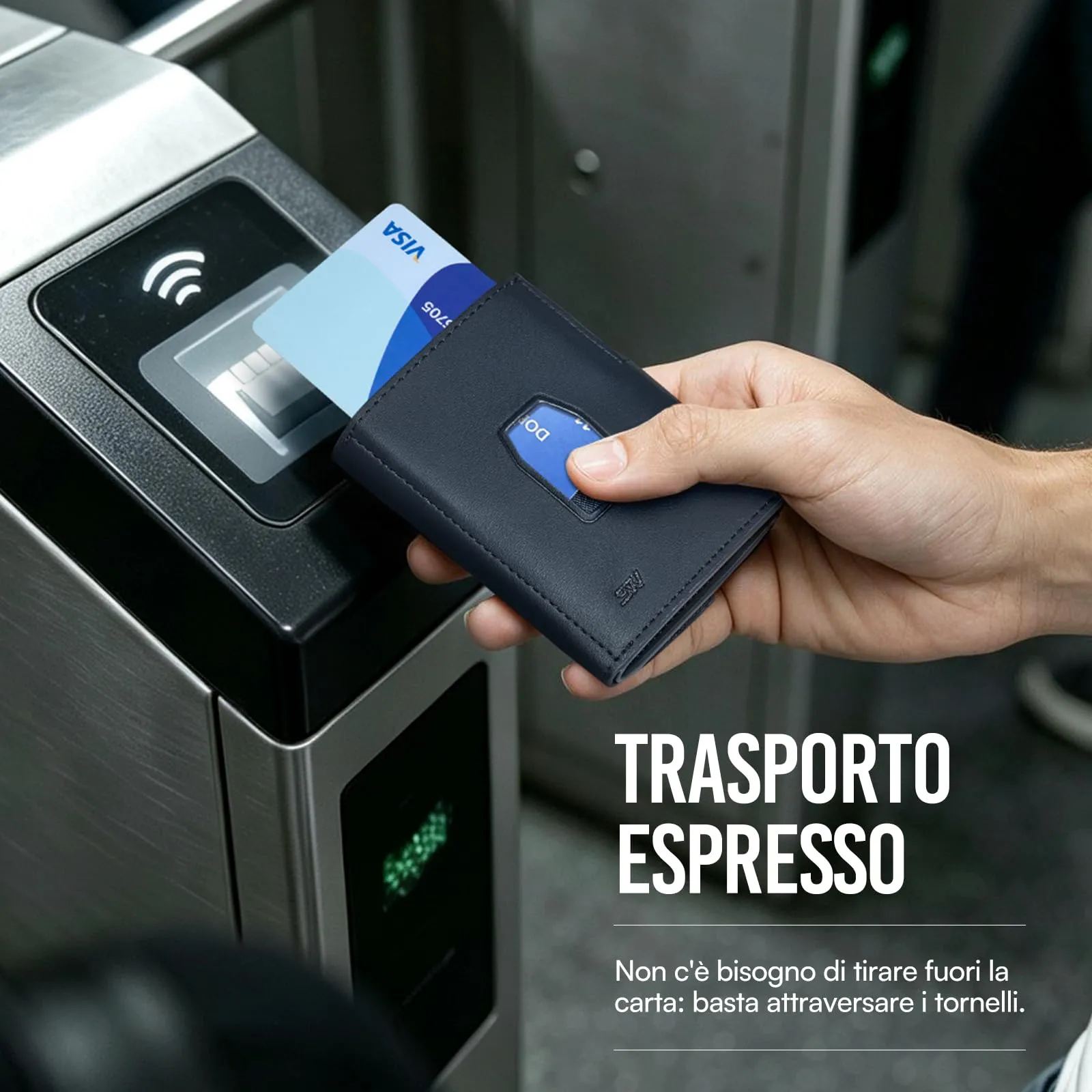 Slimwalt Portafoglio Uomo Spinta Carte a Dito, Portacarte per 14 Posti Carte, Protezione RFID Sottile per Lavoro Viaggio Regalo, Blu - immagine 6