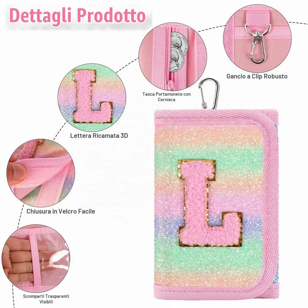 OSDUE Portafoglio Bambini, Portamonete Tre Ante, con Cinghie, Portachiavi L - immagine 4