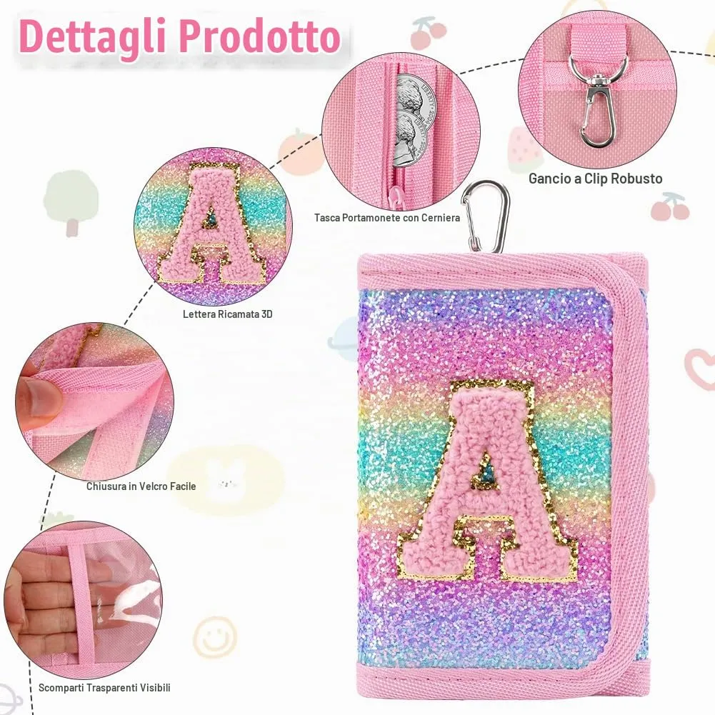 OSDUE Portafoglio Bambini, Portamonete Tre Ante, con Cinghie, Portachiavi A - immagine 4