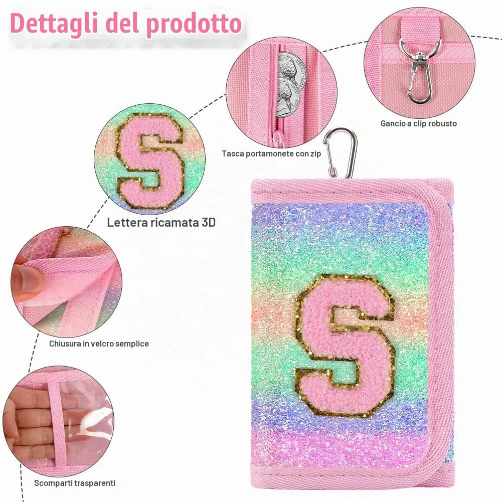 OSDUE Portafoglio Bambini, Portamonete Tre Ante, con Cinghie, Portachiavi S - immagine 4