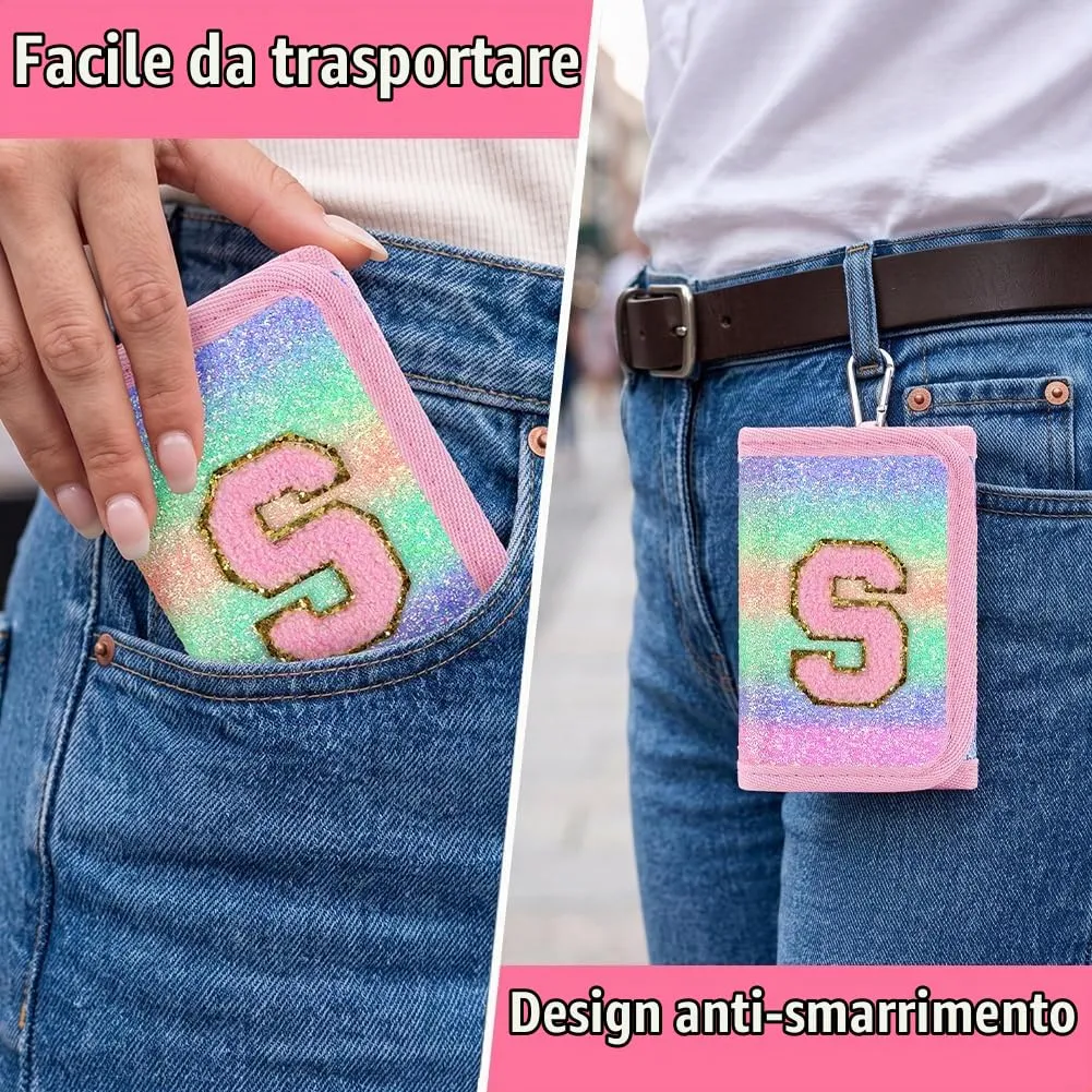 OSDUE Portafoglio Bambini, Portamonete Tre Ante, con Cinghie, Portachiavi S - immagine 5