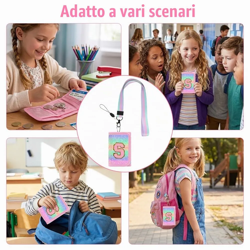 OSDUE Portafoglio Bambini, Portamonete Tre Ante, con Cinghie, Portachiavi S - immagine 7