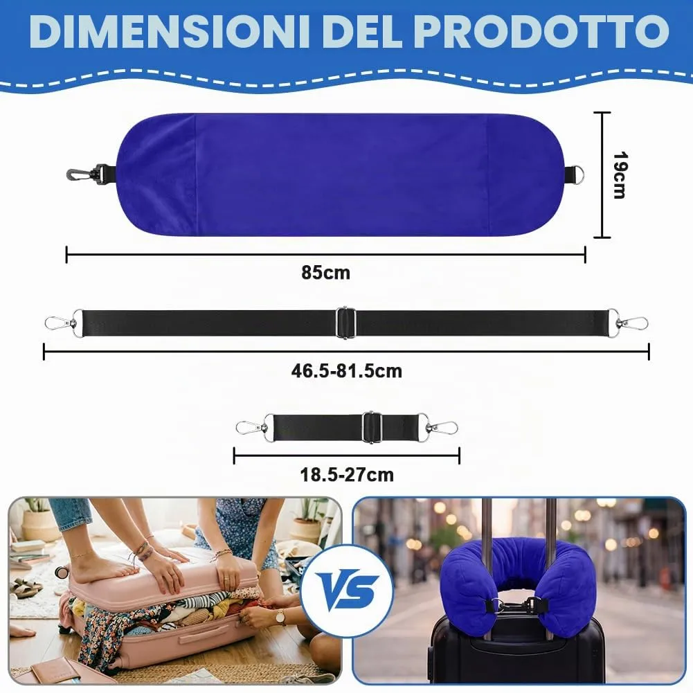 Adiwo Cuscino da Viaggio Riempibile, Blu - immagine 2