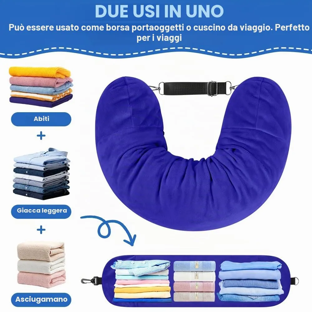 Adiwo Cuscino da Viaggio Riempibile, Blu - immagine 5