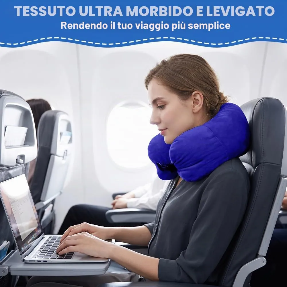 Adiwo Cuscino da Viaggio Riempibile, Blu - immagine 6