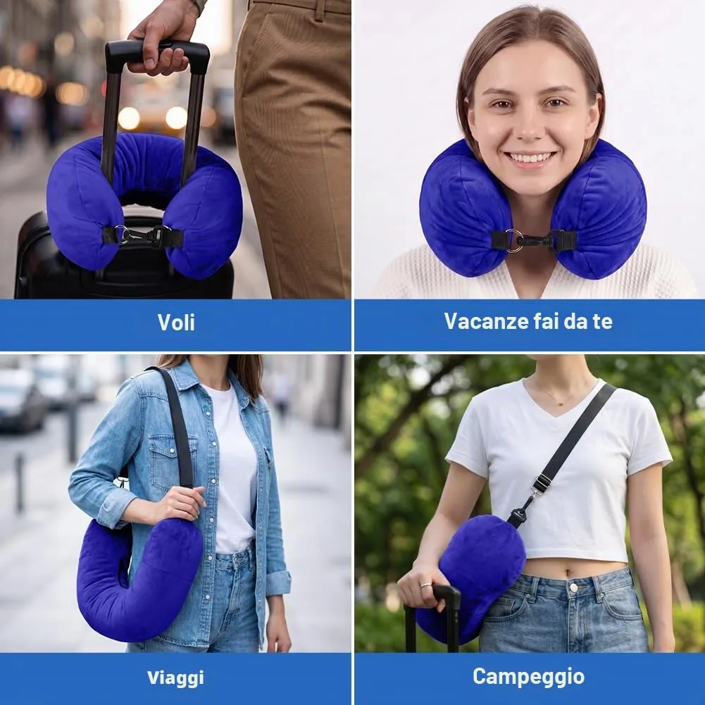 Adiwo Cuscino da Viaggio Riempibile, Blu - immagine 7