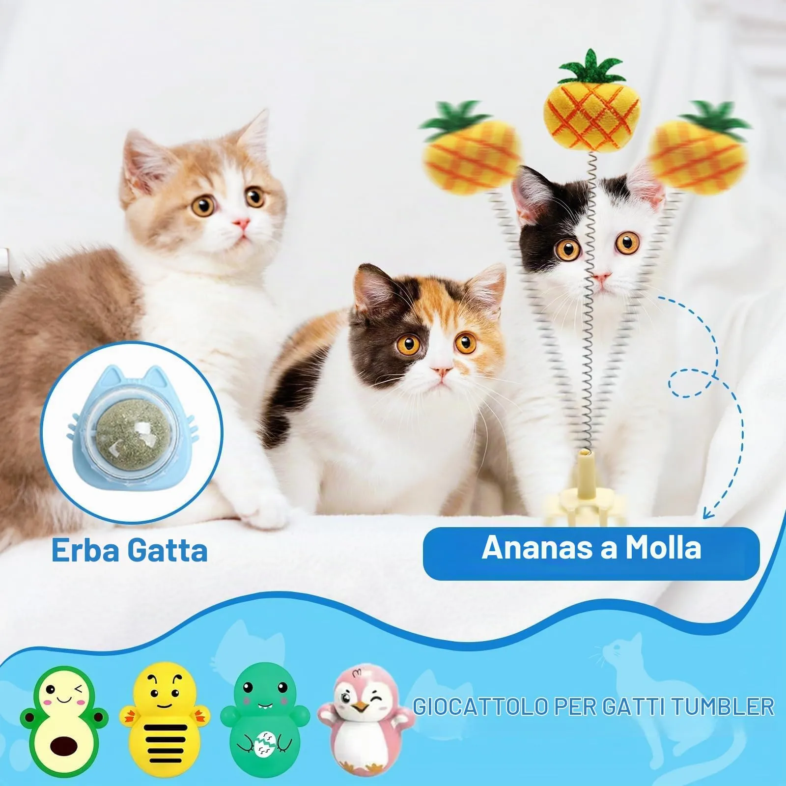 Giochi Tunnel per Gatti in Casa, 42 Pezzi Giocattoli Interattivi per Gatti - immagine 6