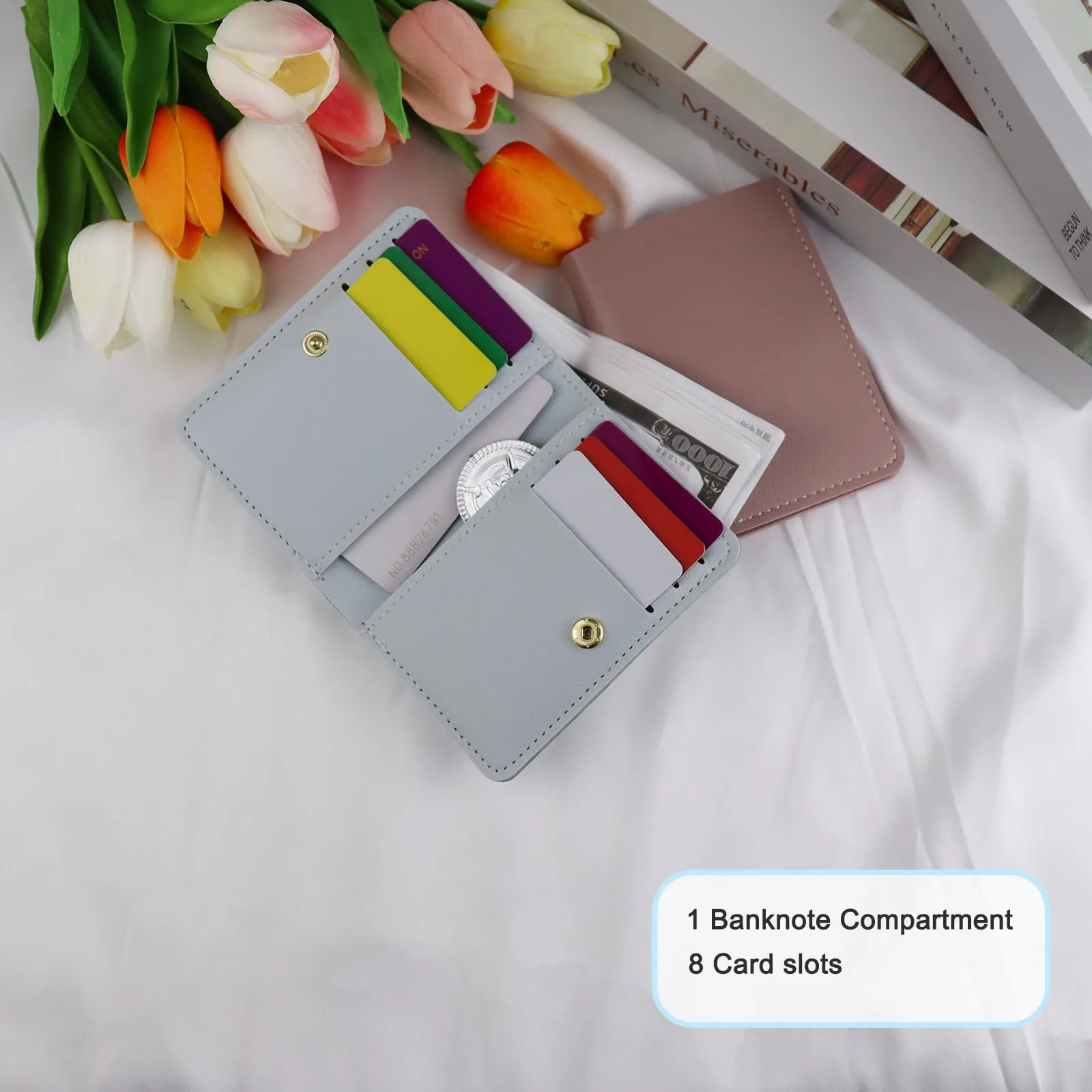 AfitLulu Piccolo Portafoglio Donna Ultra Sottile Portacarte Donna (Bianco) - immagine 4