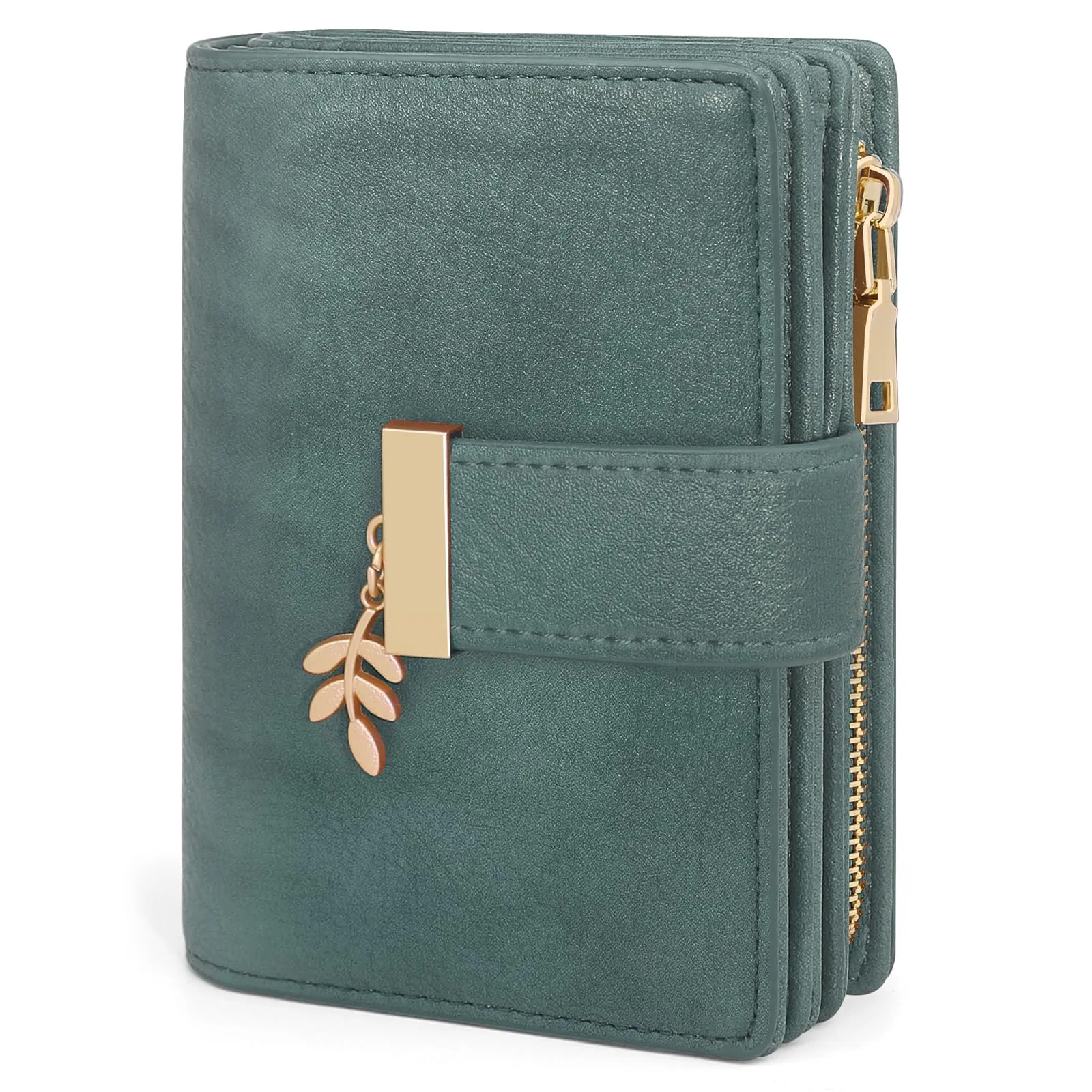 REETEE Portafoglio Donna Piccolo e Compatto Pelle PU con Protezione RFID (verde scuro) - immagine 1