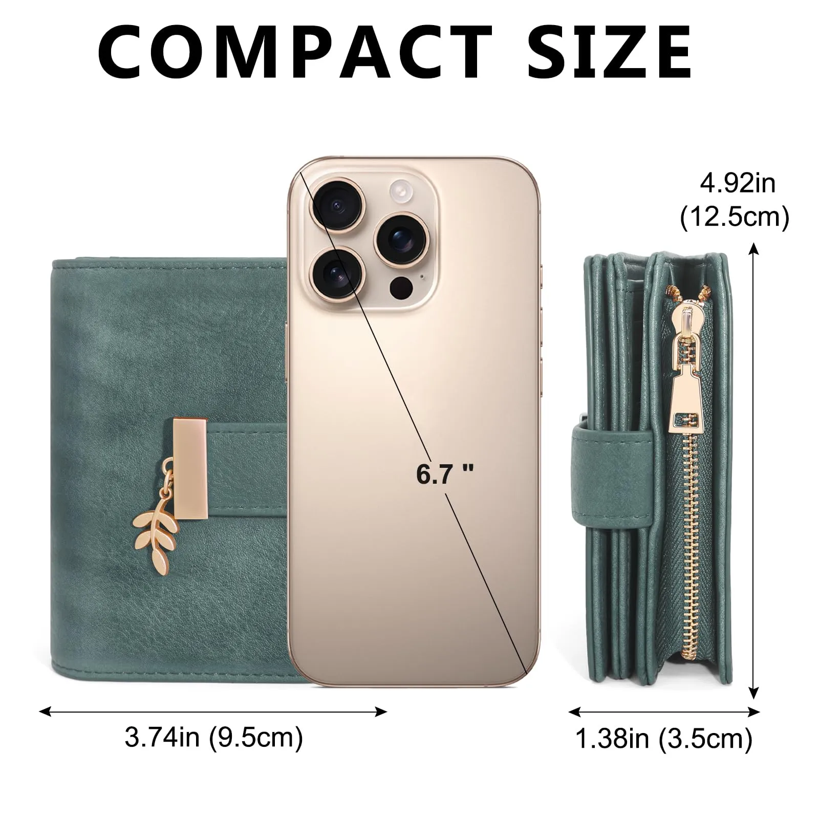 REETEE Portafoglio Donna Piccolo e Compatto Pelle PU con Protezione RFID (verde scuro) - immagine 5